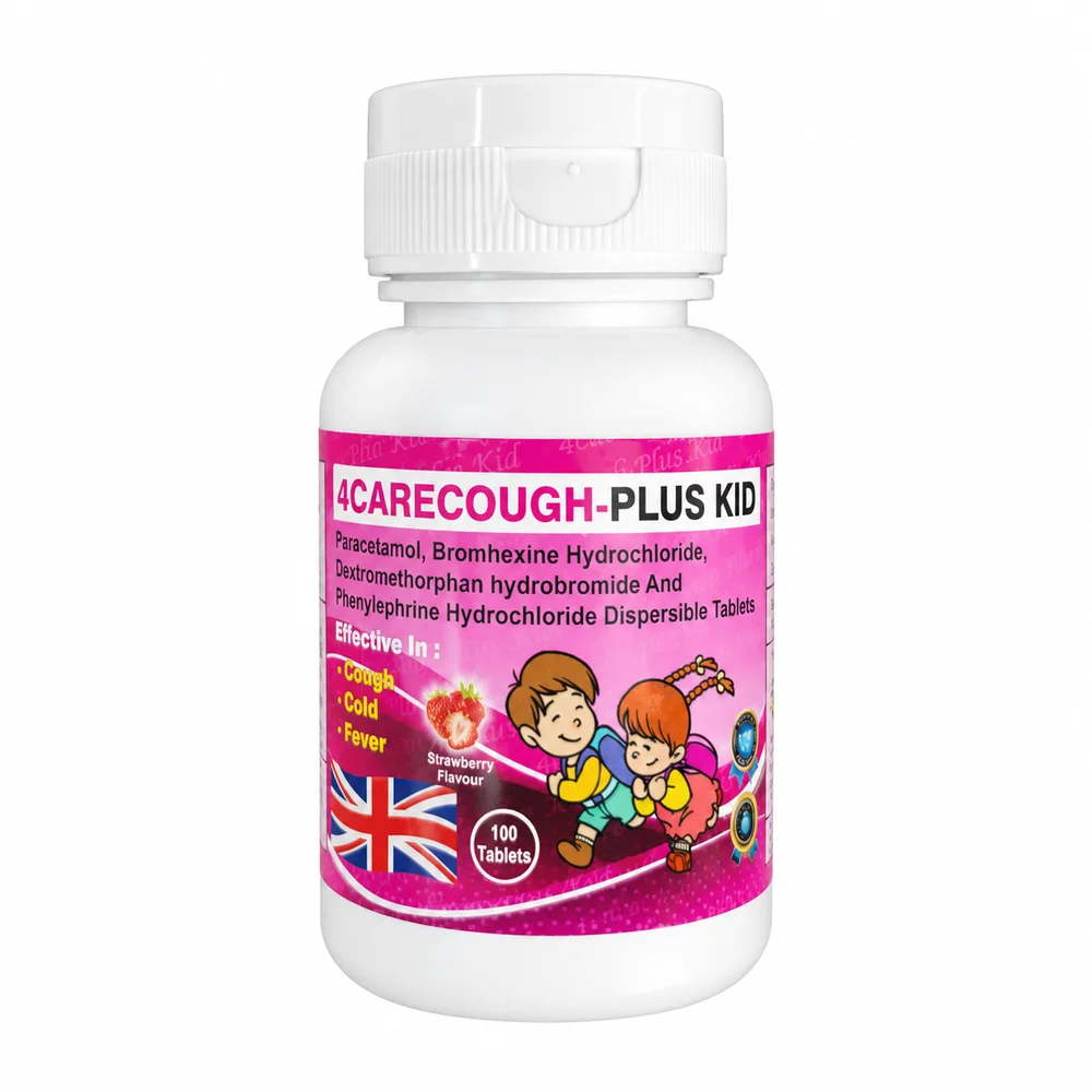 4Care Cough Plus Kid — available at pharmacies in Cambodia on PharmKulen