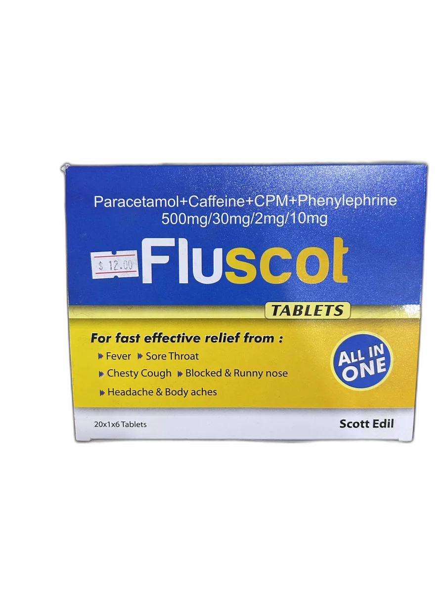 Fluscot Tablet — available at pharmacies in Cambodia on PharmKulen