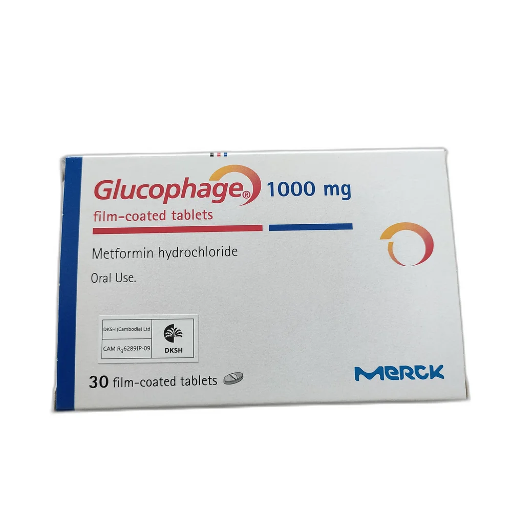 Glucophage 1000 mg — available at pharmacies in Cambodia on PharmKulen