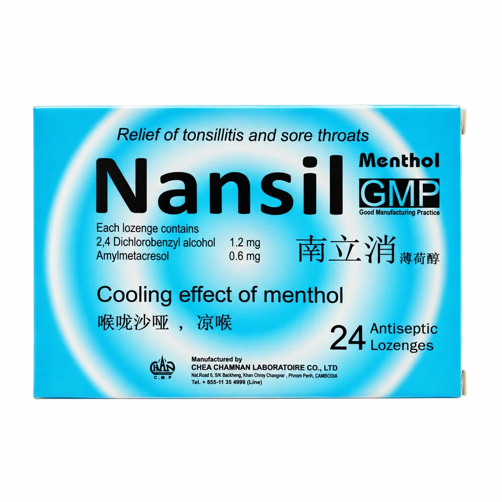 Nansil Menthol — available at pharmacies in Cambodia on PharmKulen