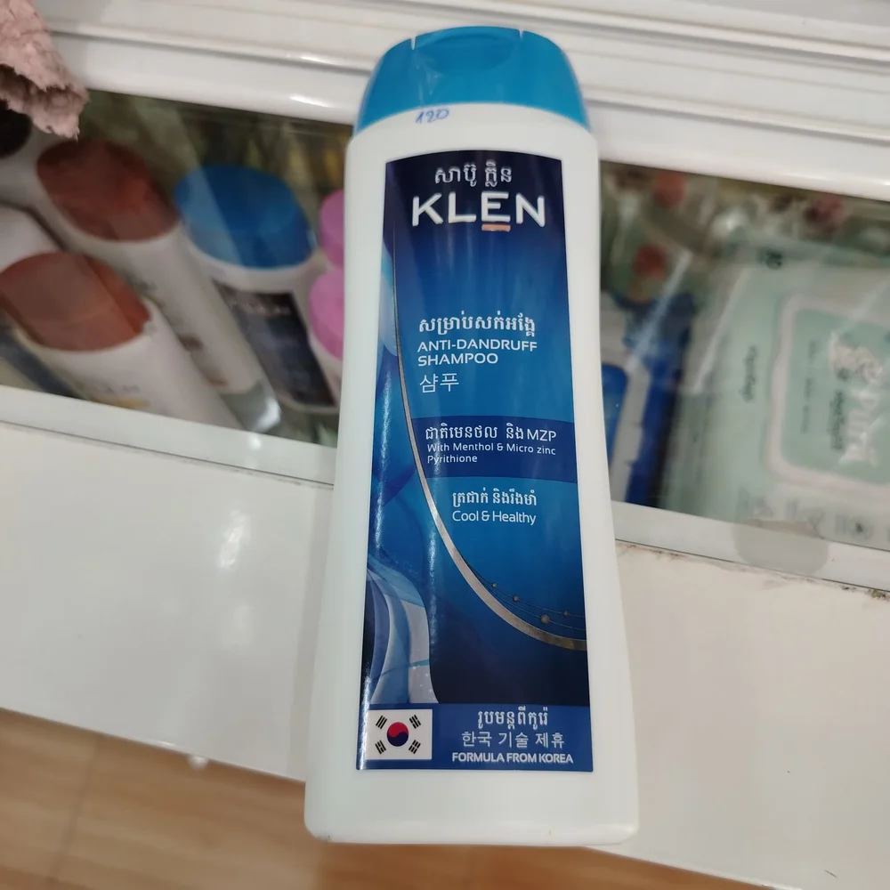 KLEN Anti-Dandruff Shampoo Cool & Healthy — available at pharmacies in Cambodia on PharmKulen