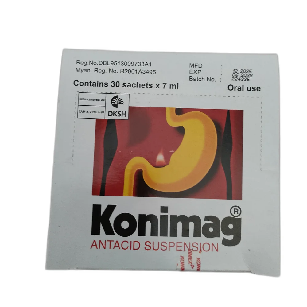 Konimag Antacid Suspension — available at pharmacies in Cambodia on PharmKulen