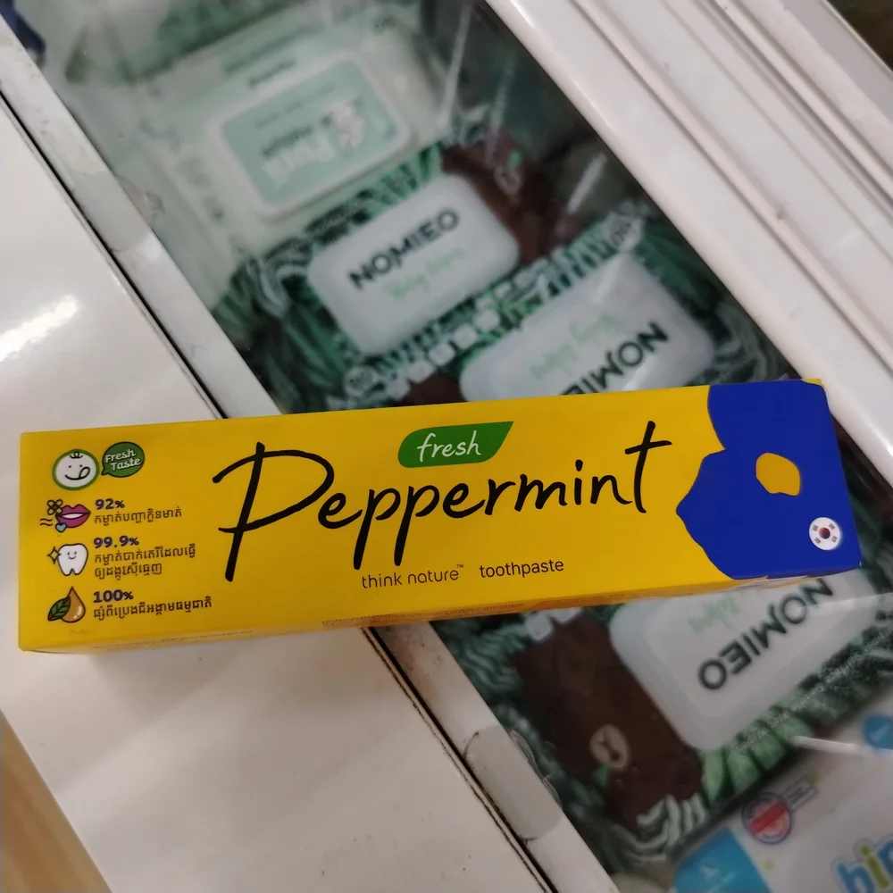 Think Nature Peppermint Fresh Toothpaste — available at pharmacies in Cambodia on PharmKulen
