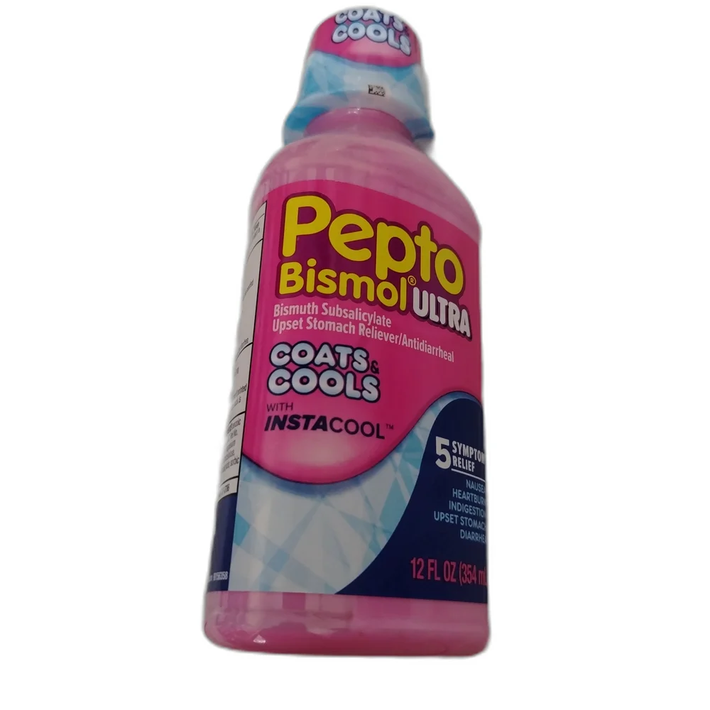 Pepto Bismol Ultra Coats & Cools — available at pharmacies in Cambodia on PharmKulen