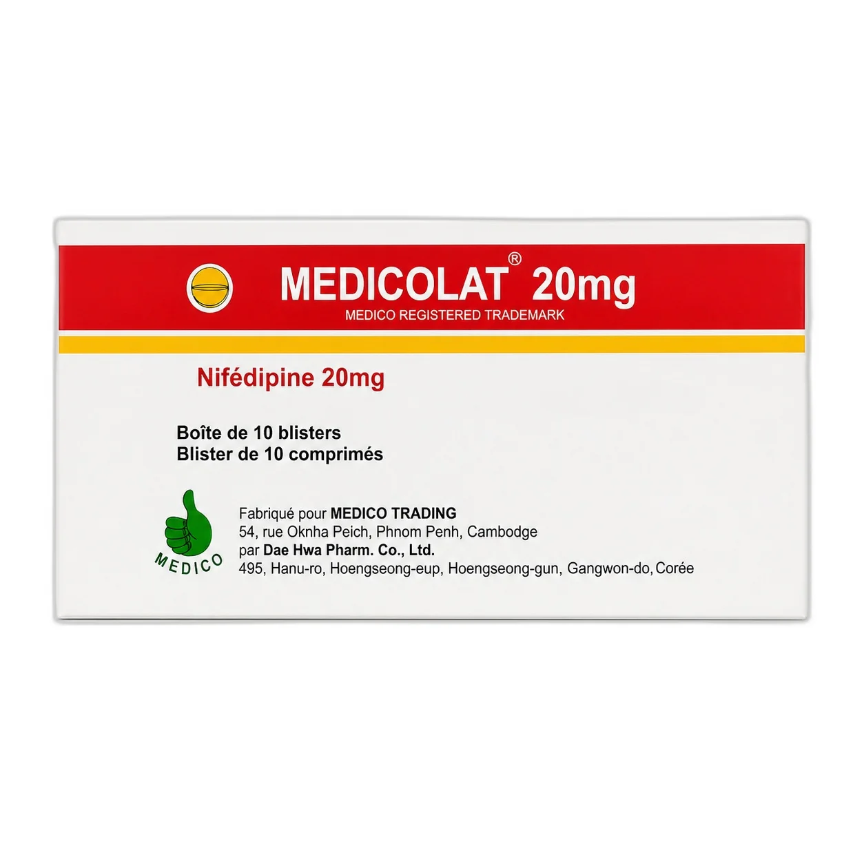 Medicolat — available at pharmacies in Cambodia on PharmKulen