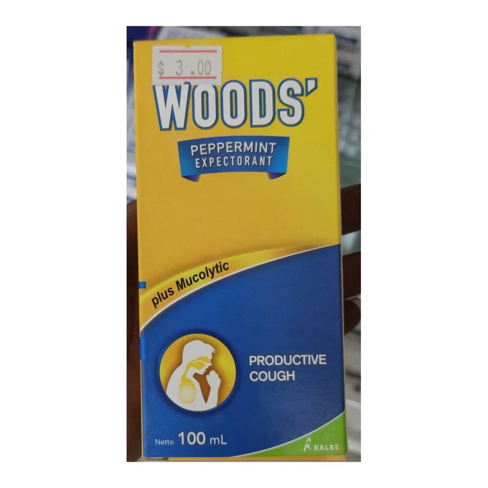Woods' Peppermint Expectorant — available at pharmacies in Cambodia on PharmKulen