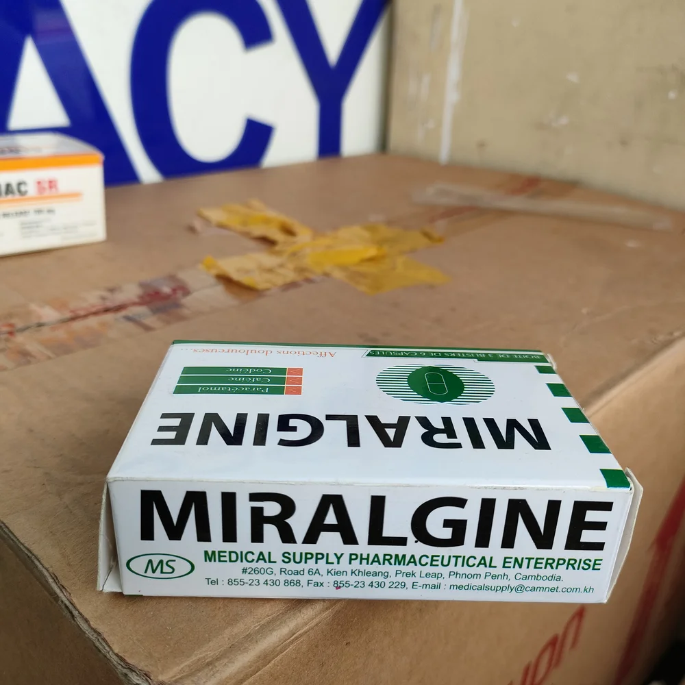 Miralgine — available at pharmacies in Cambodia on PharmKulen
