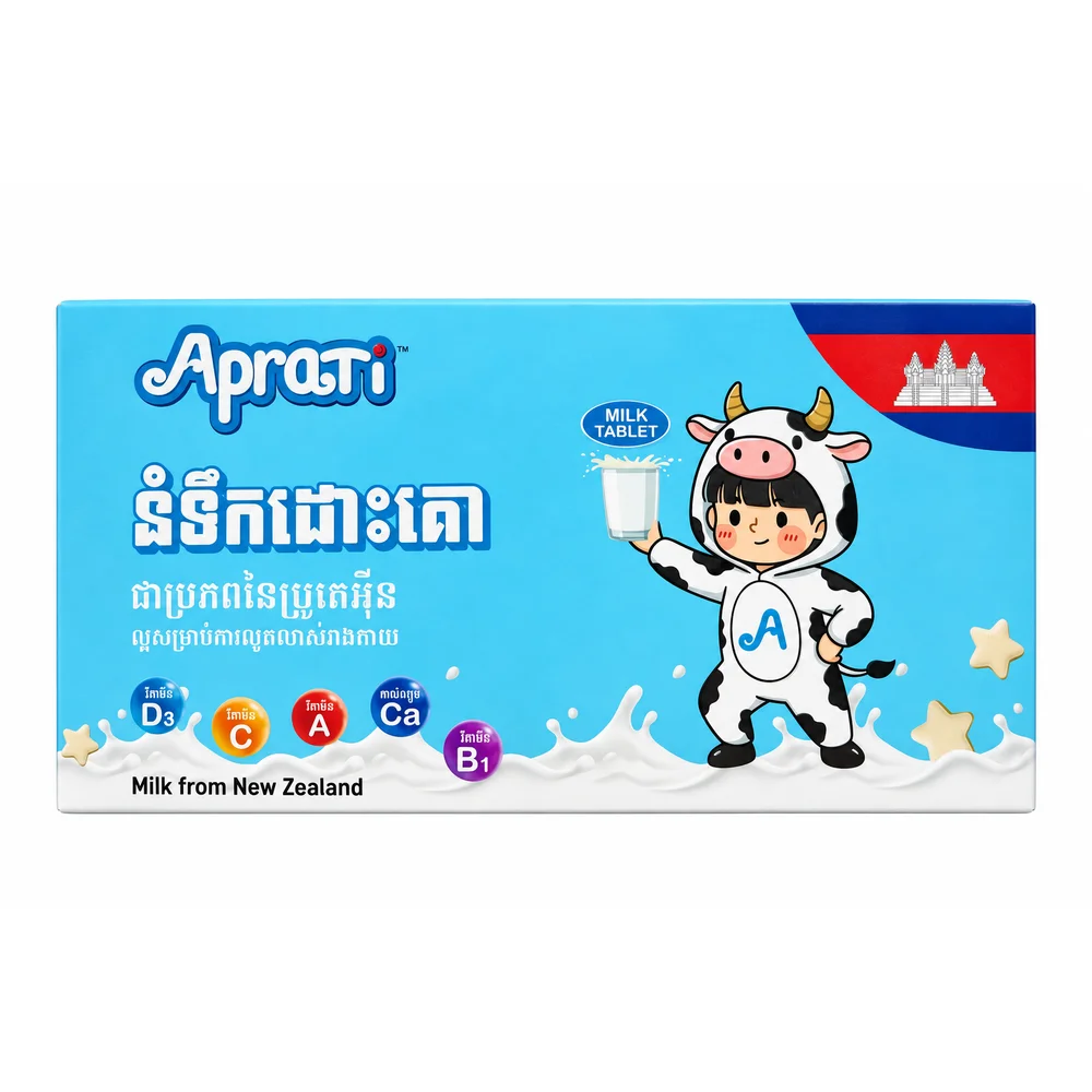 Aprati Milk Tablet Original Milk Flavor — available at pharmacies in Cambodia on PharmKulen