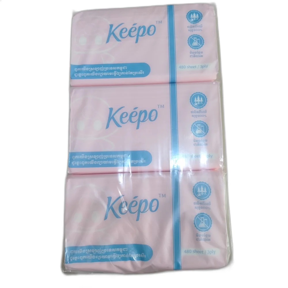 Keepo Facial Tissue 480 Sheet 3-Ply — available at pharmacies in Cambodia on PharmKulen