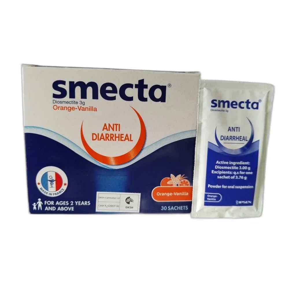 Smecta — available at pharmacies in Cambodia on PharmKulen