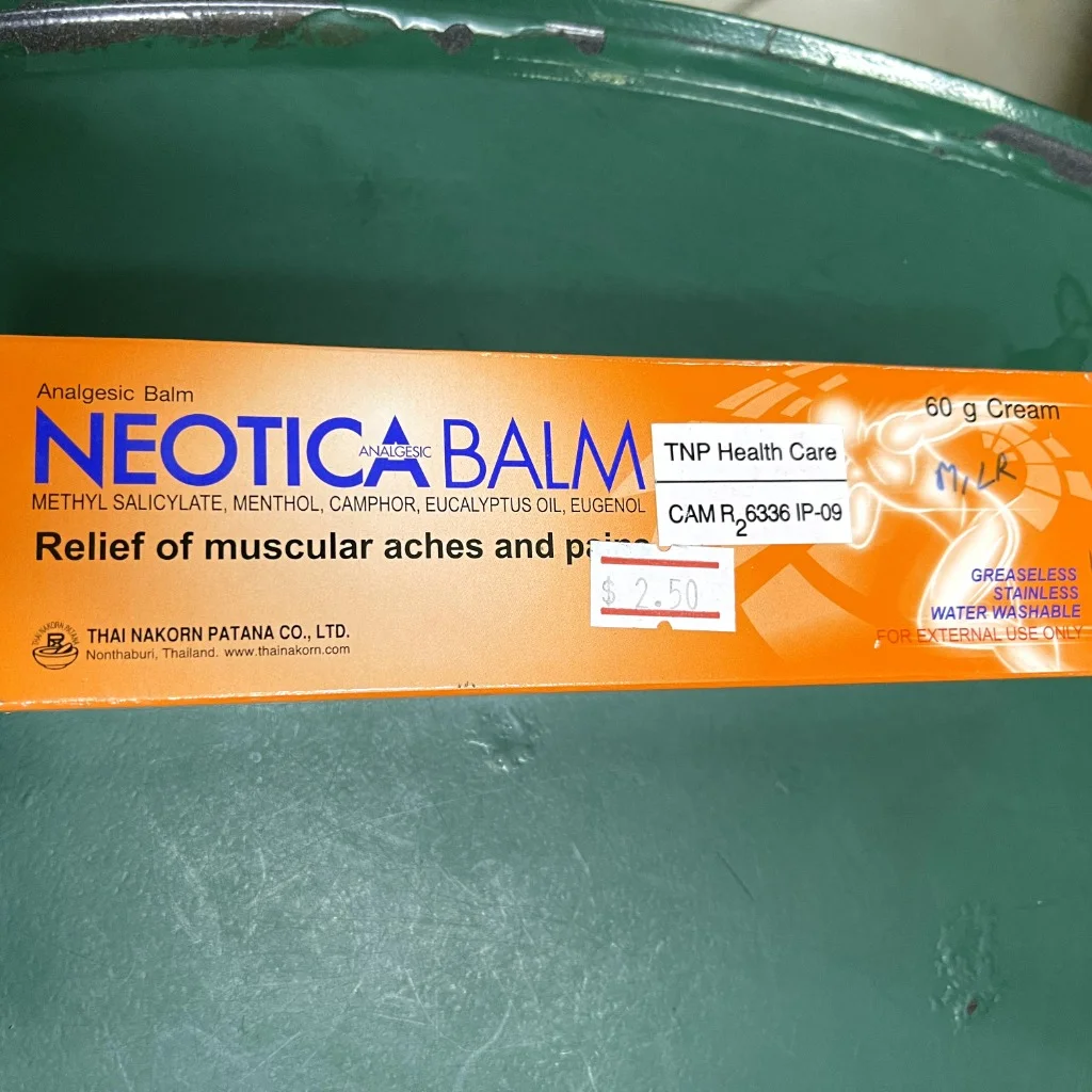 Analgesic Neotica Balm — available at pharmacies in Cambodia on PharmKulen