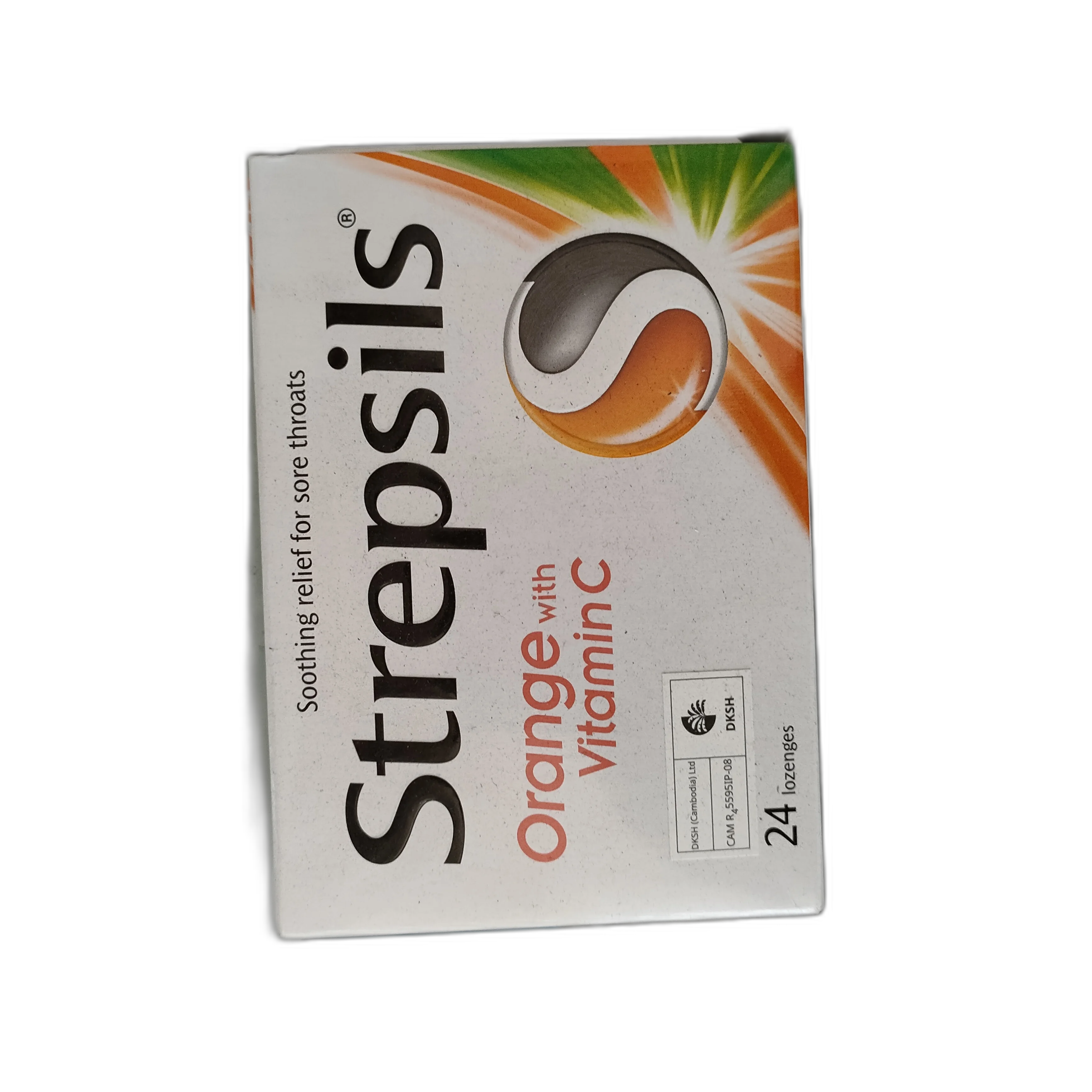 Strepsils Orange with Vitamin C — available at pharmacies in Cambodia on PharmKulen