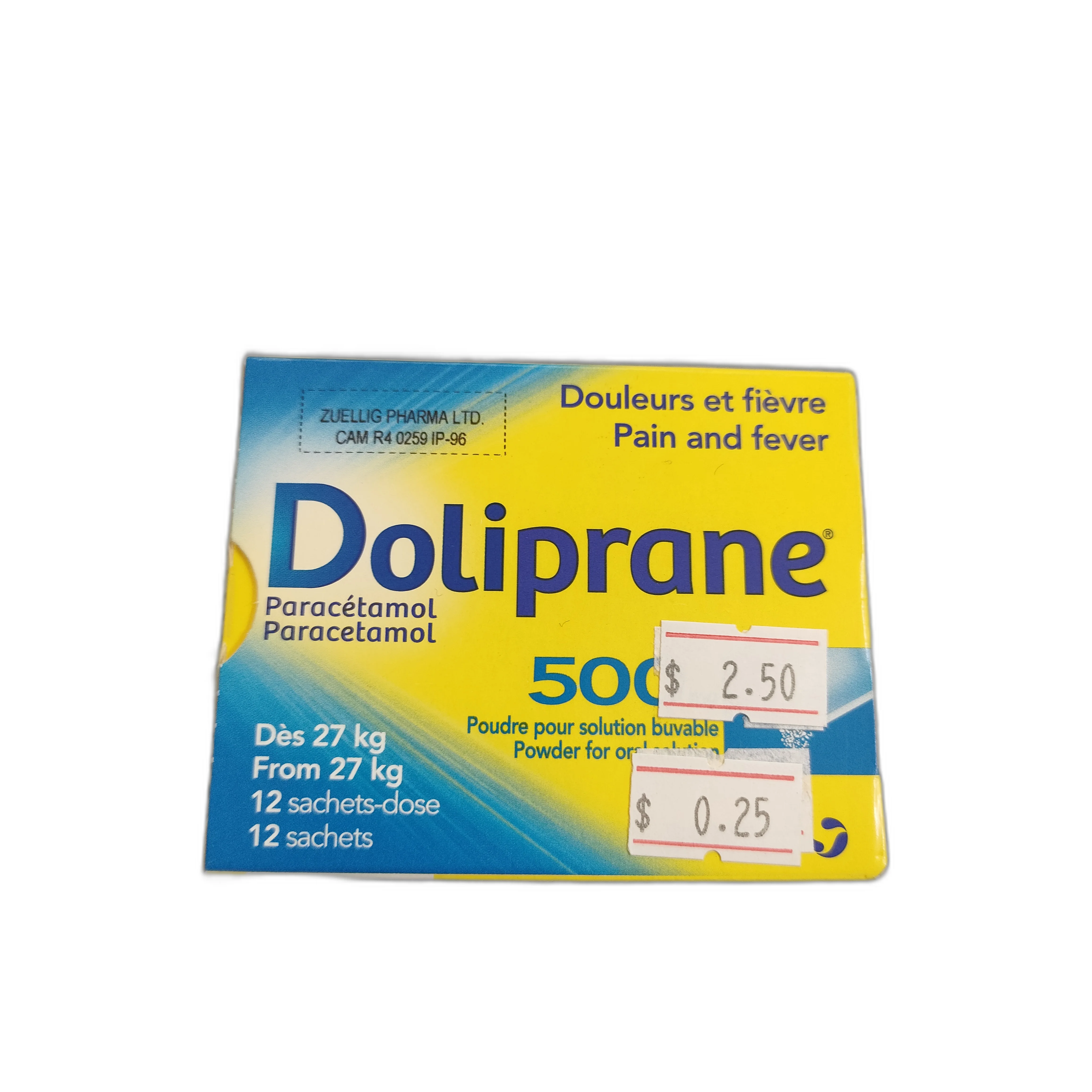 Doliprane 500 — available at pharmacies in Cambodia on PharmKulen