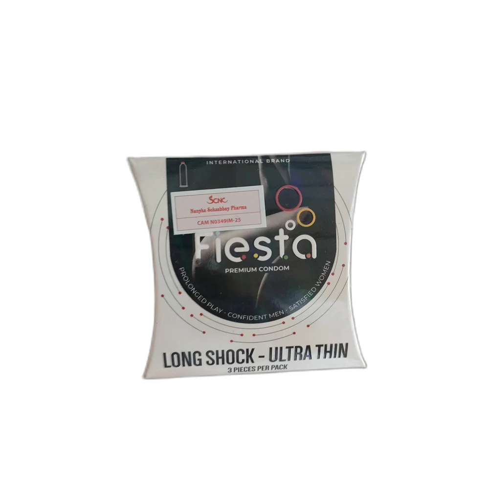 Fiesta Long Shock Ultra Thin Condoms — available at pharmacies in Cambodia on PharmKulen