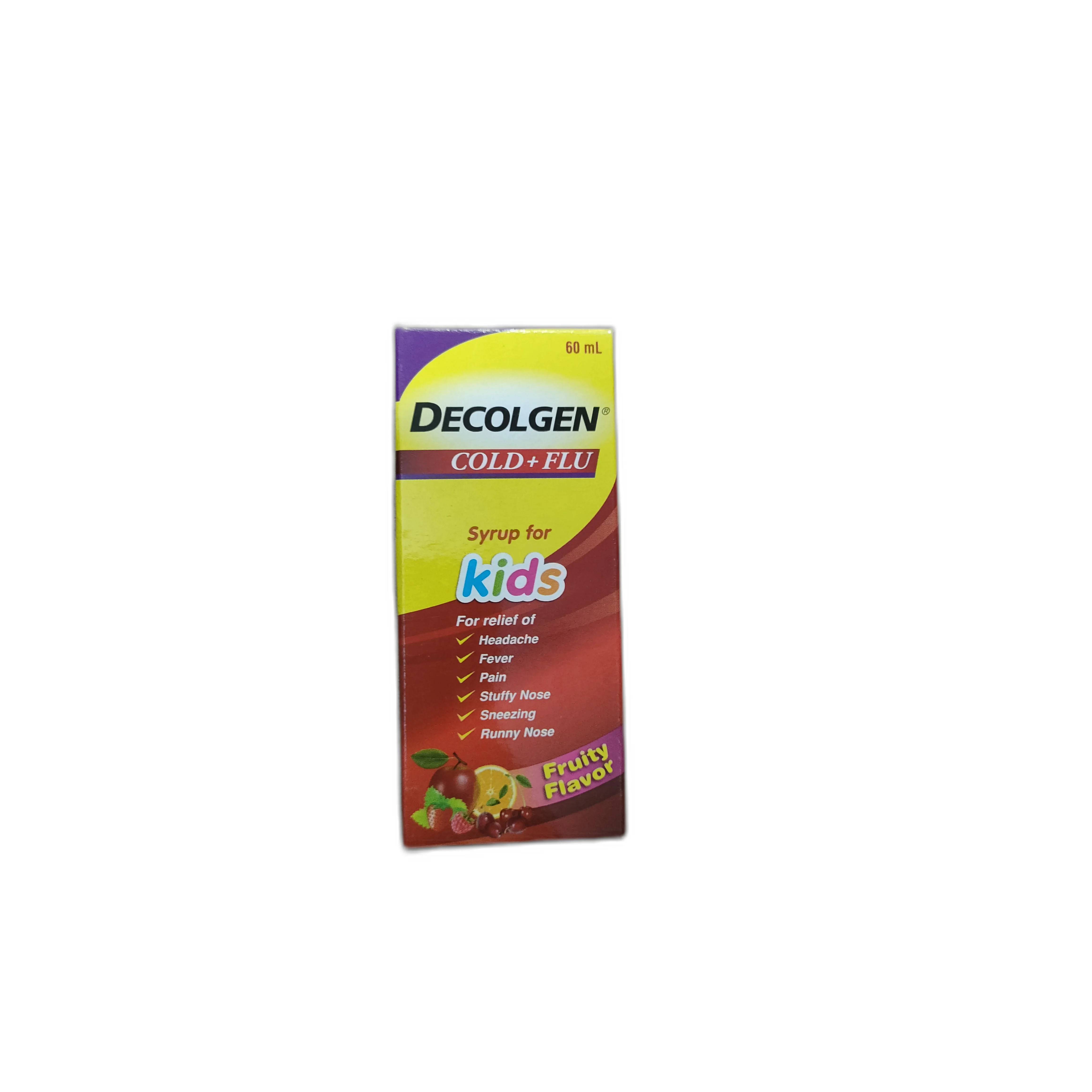 Decolgen Cold+Flu Kids — available at pharmacies in Cambodia on PharmKulen