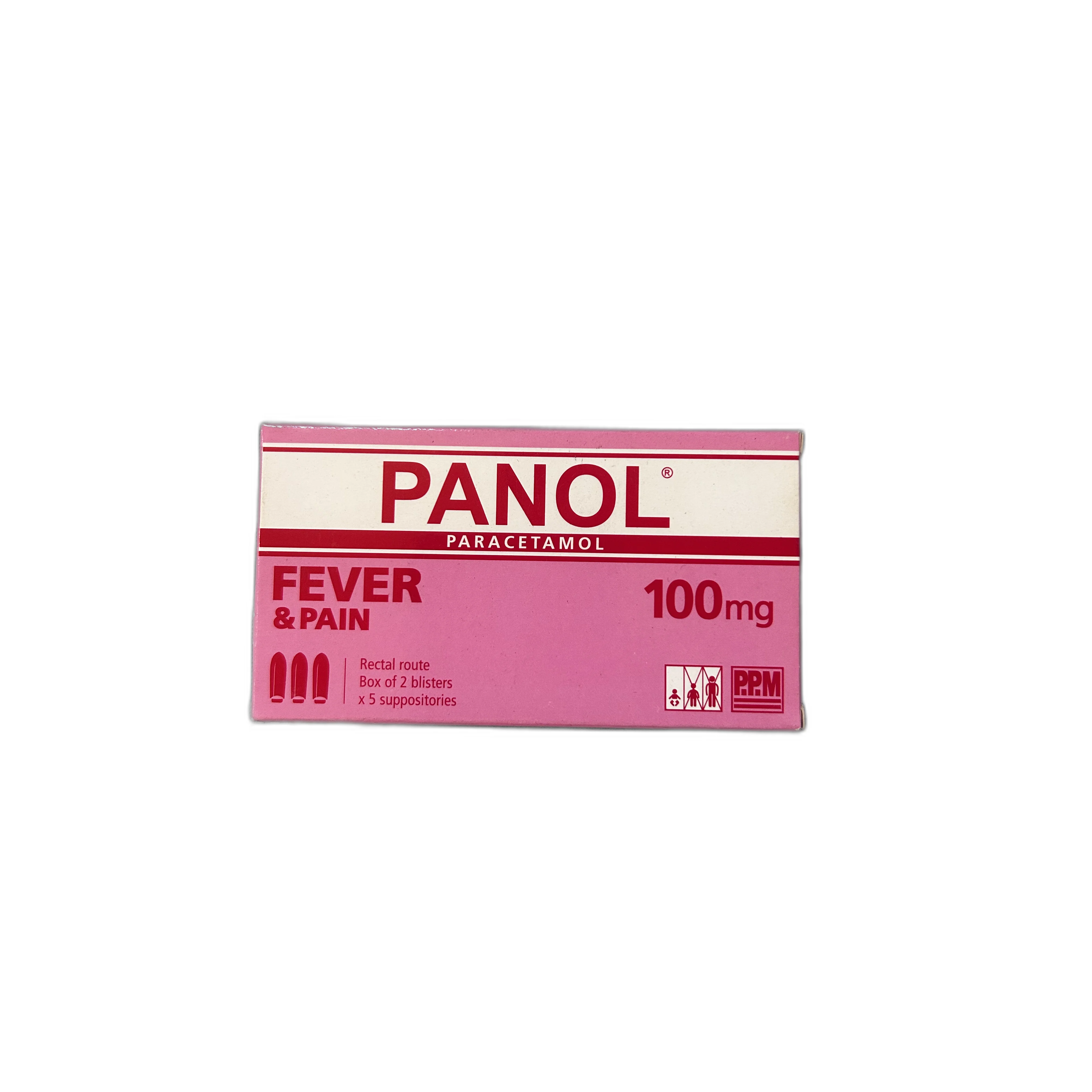 Panol Paracetamol 100mg suppositories — available at pharmacies in Cambodia on PharmKulen