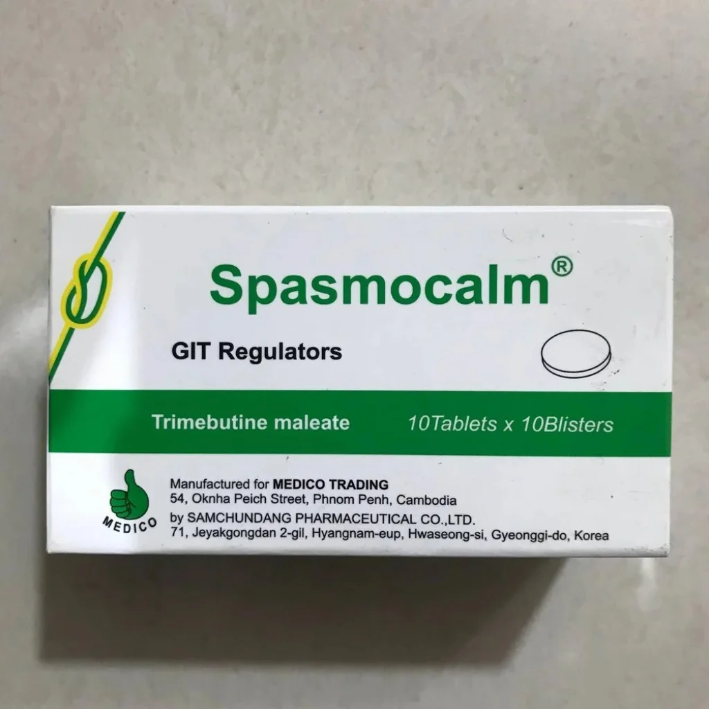 Spasmocalm — available at pharmacies in Cambodia on PharmKulen