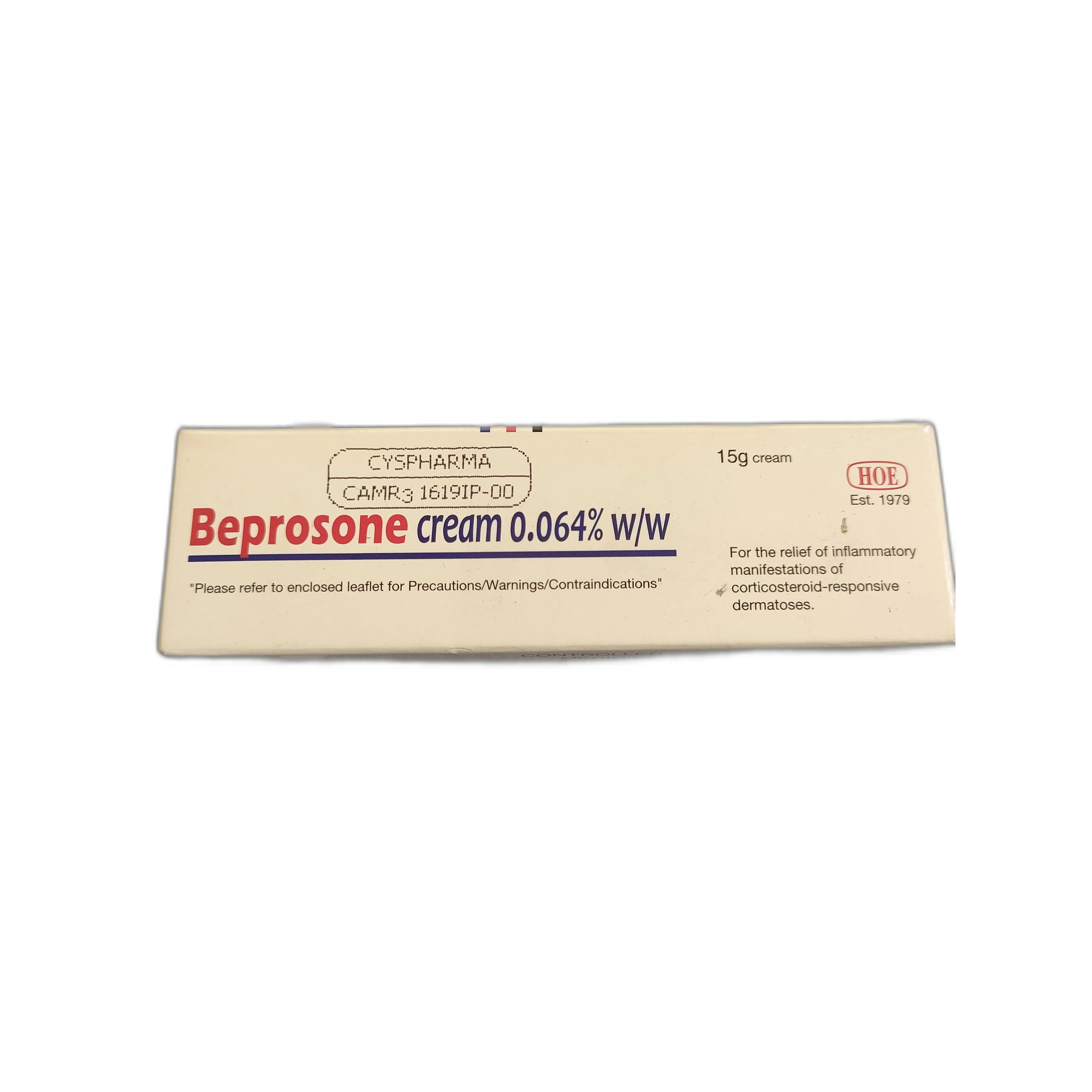 Beprosone cream 0.064% w/w — available at pharmacies in Cambodia on PharmKulen