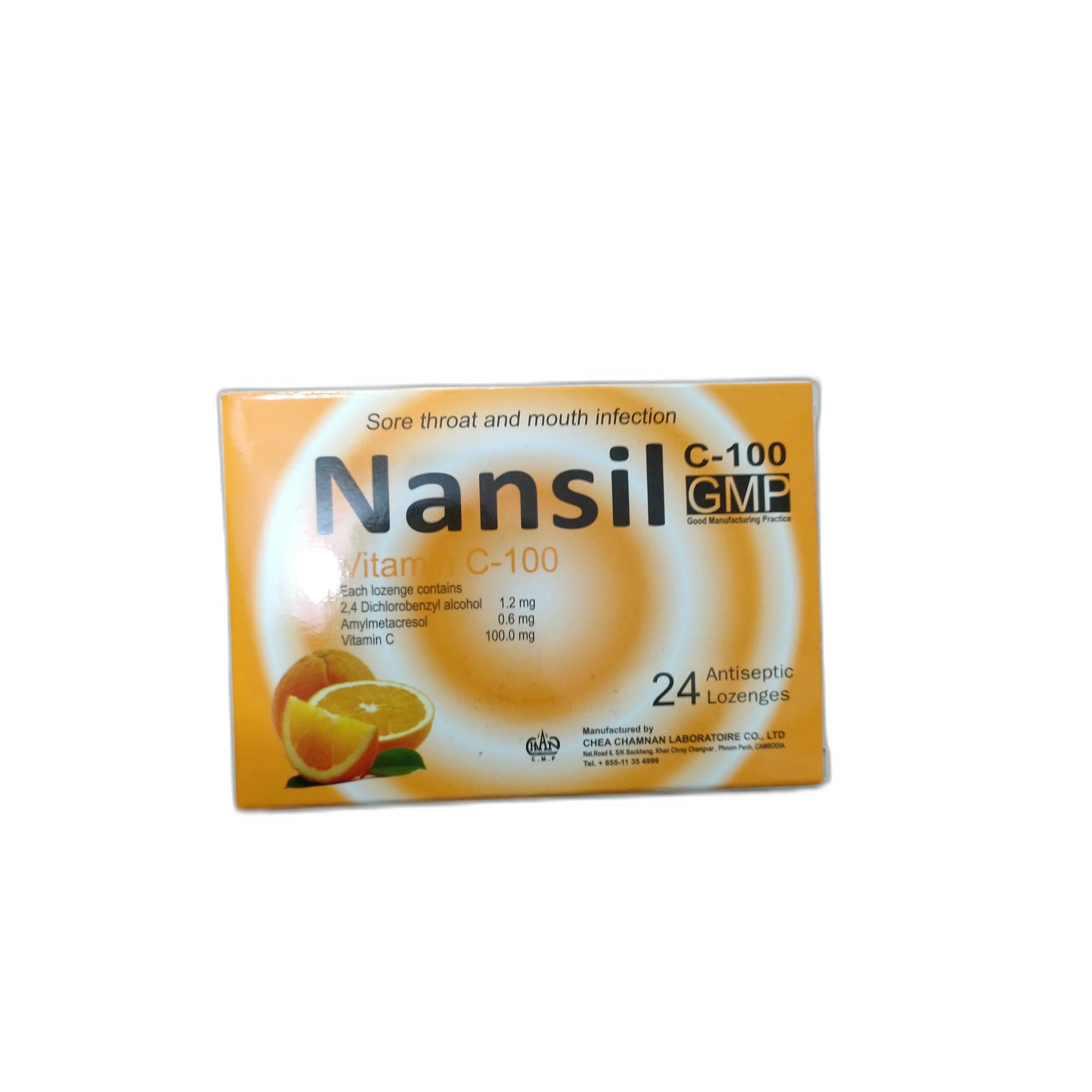 Nansil C-100 — available at pharmacies in Cambodia on PharmKulen