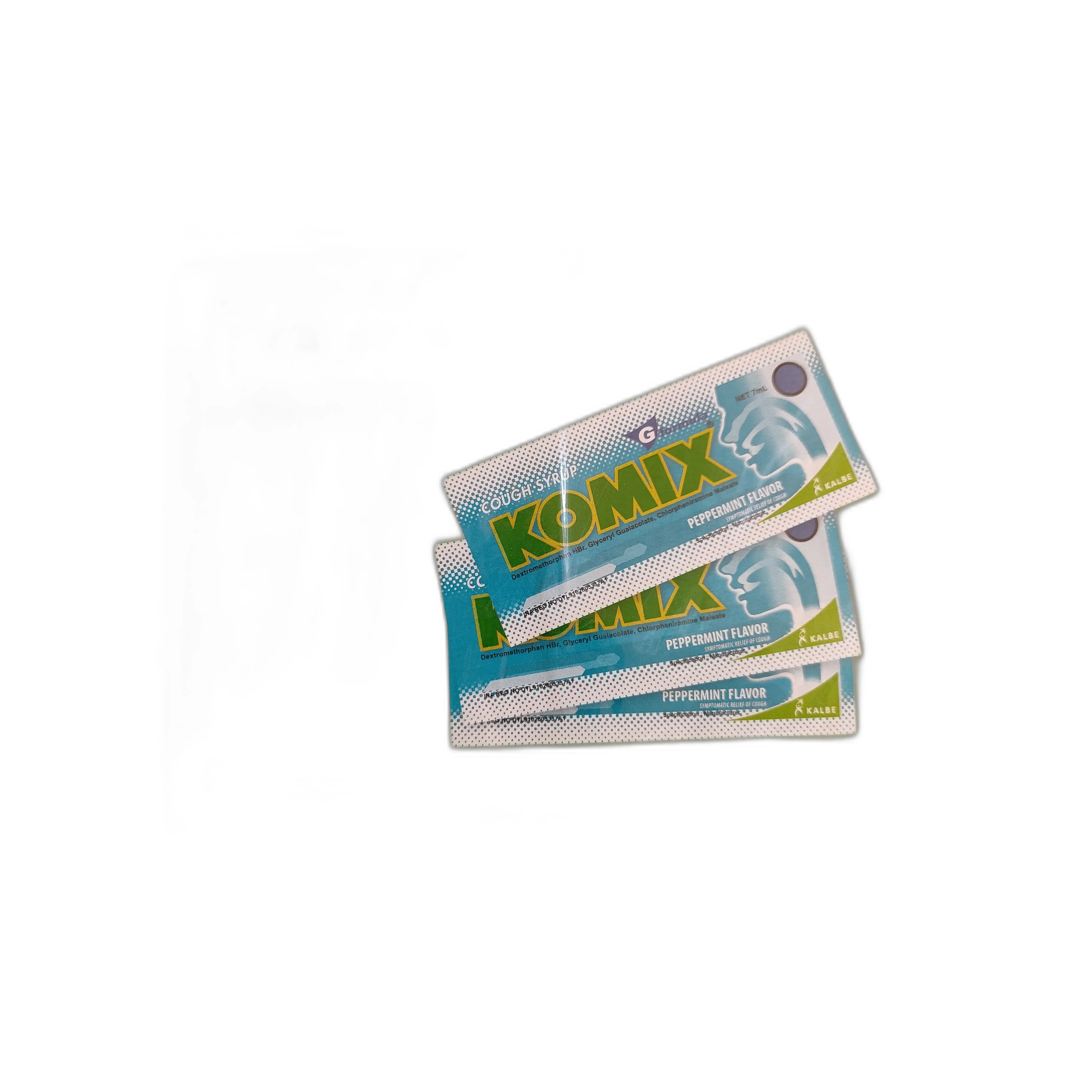 Komix Peppermint Flavor cough syrup — available at pharmacies in Cambodia on PharmKulen
