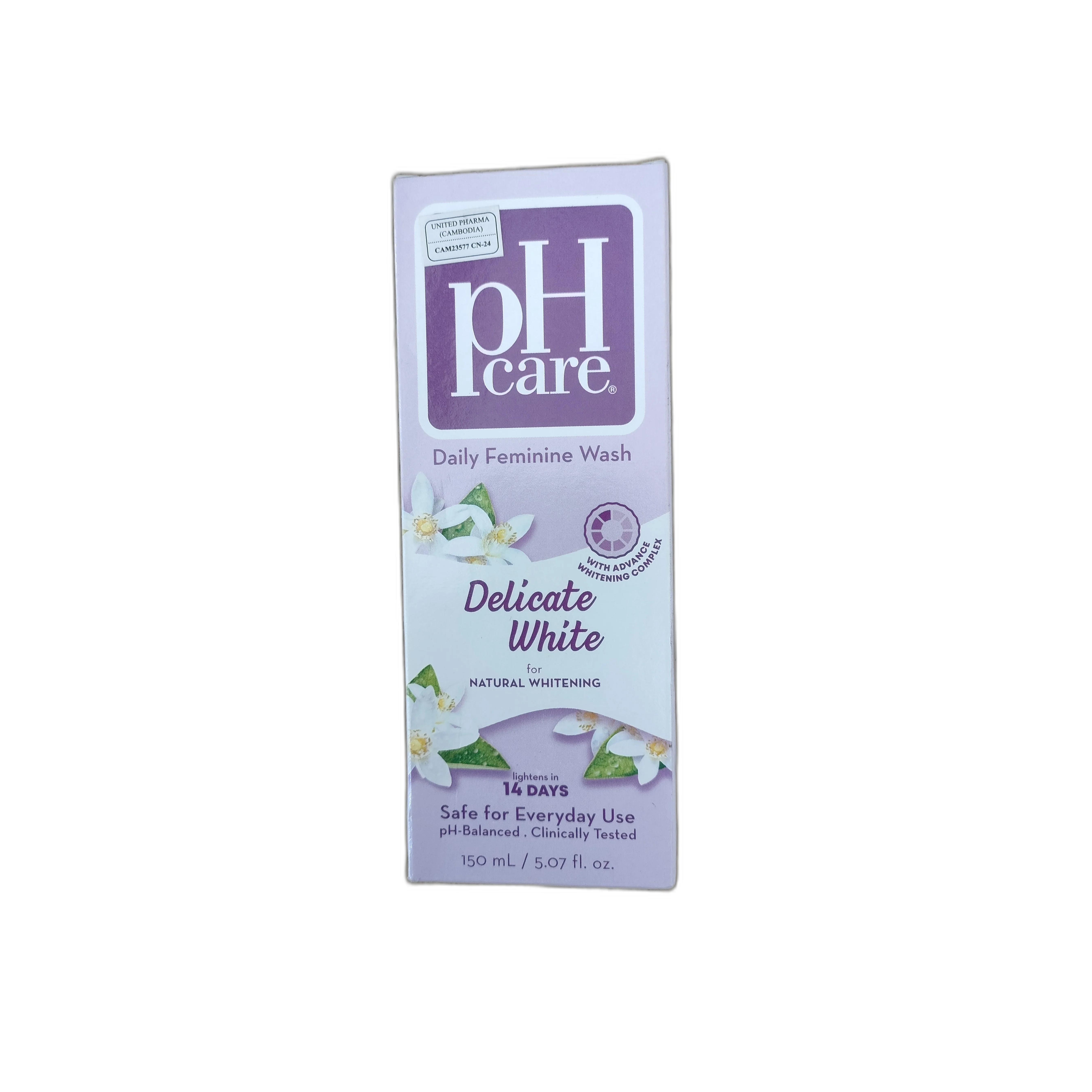 pH Care Delicate White Daily Feminine Wash 150ml — available at pharmacies in Cambodia on PharmKulen
