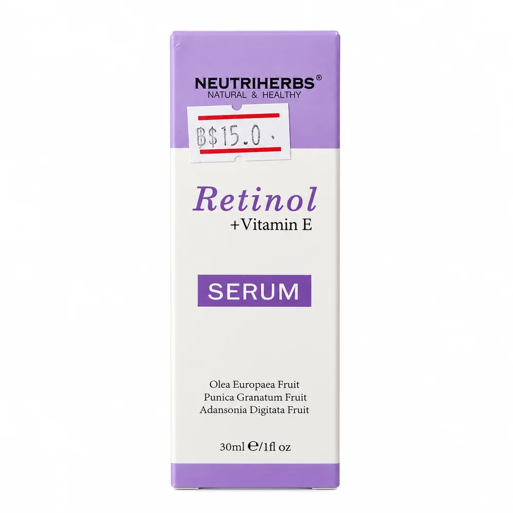 Neutriherbs Retinol + Vitamin E Serum — available at pharmacies in Cambodia on PharmKulen