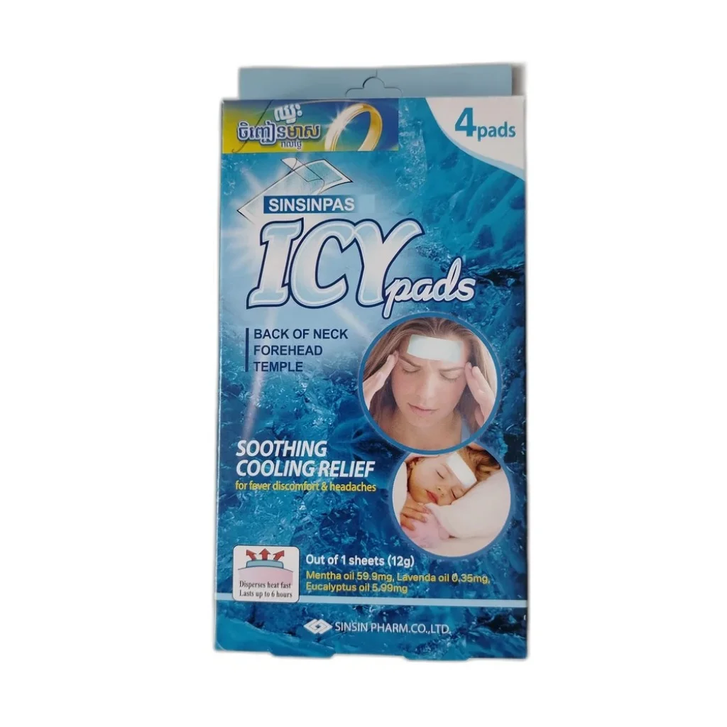 Sinsinpas Icy Pads — available at pharmacies in Cambodia on PharmKulen