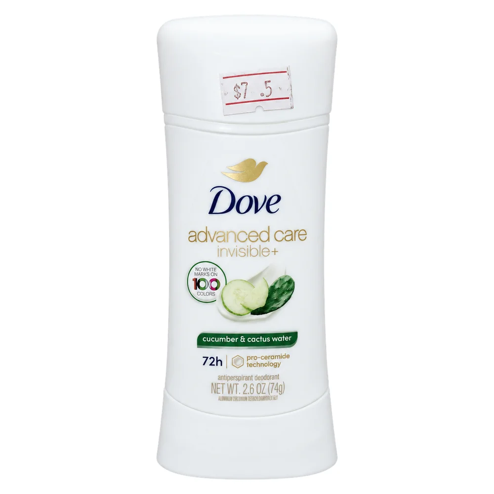 Dove Advanced Care Invisible+ Cucumber & Cactus Water 72H Antiperspirant Deodorant Stick (2.6 oz / 74g) — available at pharmacies in Cambodia on PharmKulen