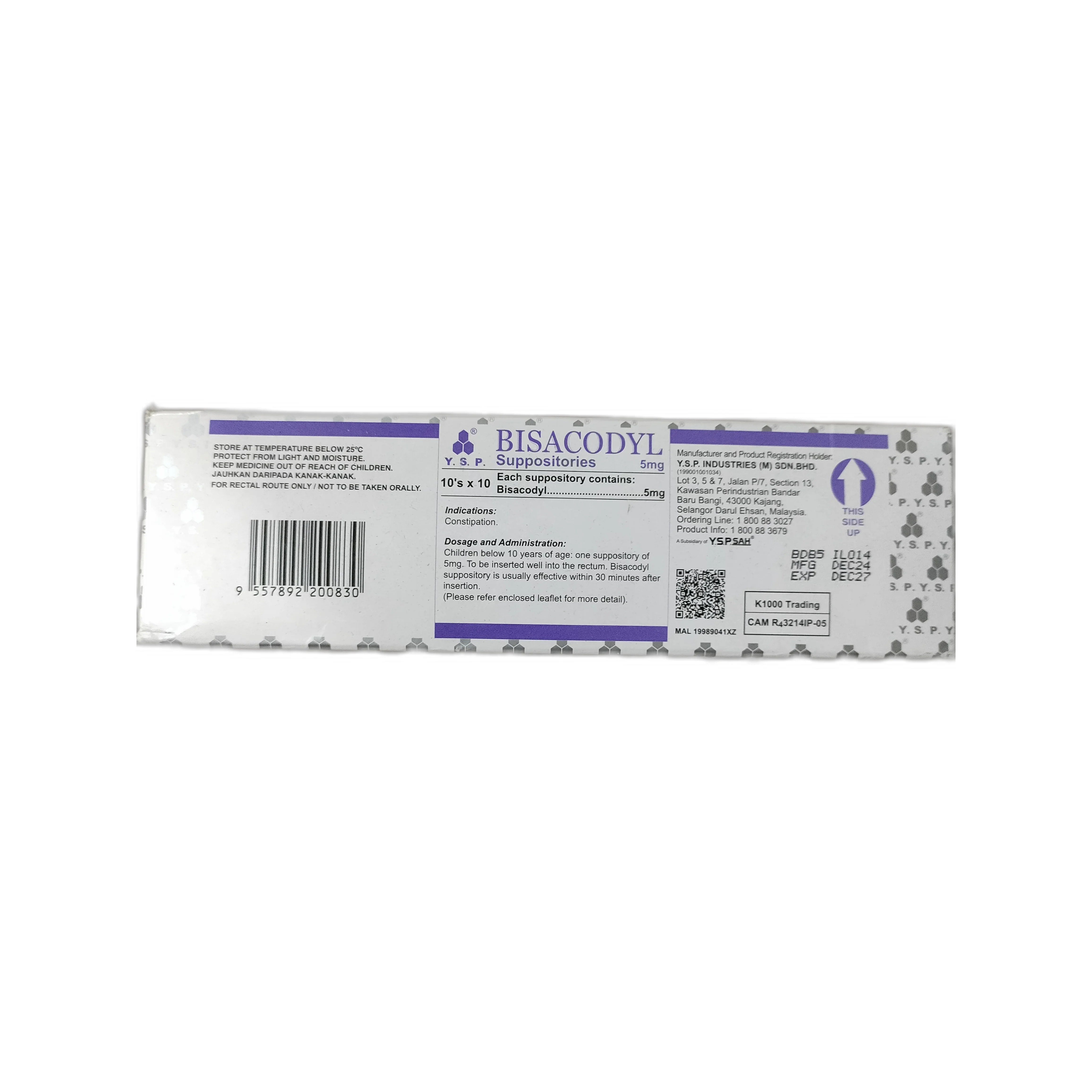 Bisacodyl YSP — available at pharmacies in Cambodia on PharmKulen