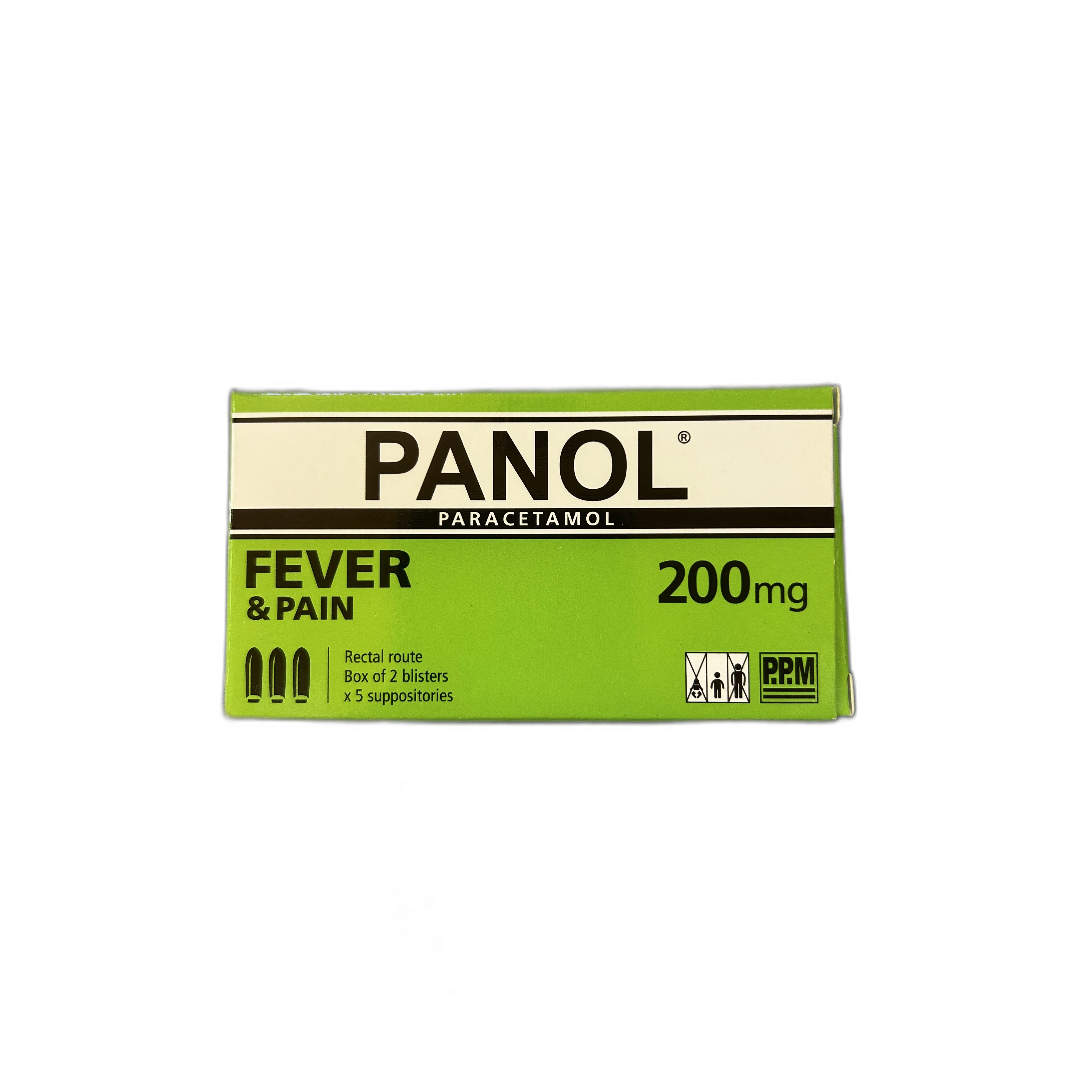 Panol Paracetamol 200mg suppositories — available at pharmacies in Cambodia on PharmKulen