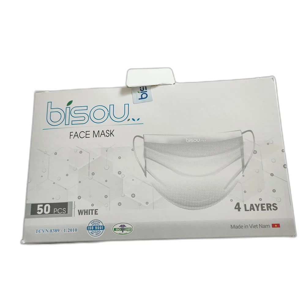 Bisou White 4-Layer Face Masks — available at pharmacies in Cambodia on PharmKulen