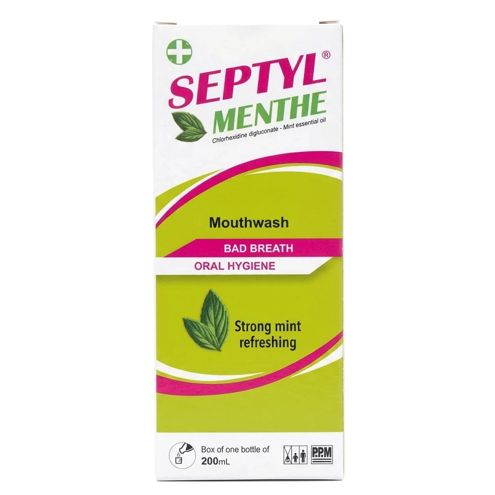 Septyl Menthe Mouthwash 200 ml — available at pharmacies in Cambodia on PharmKulen
