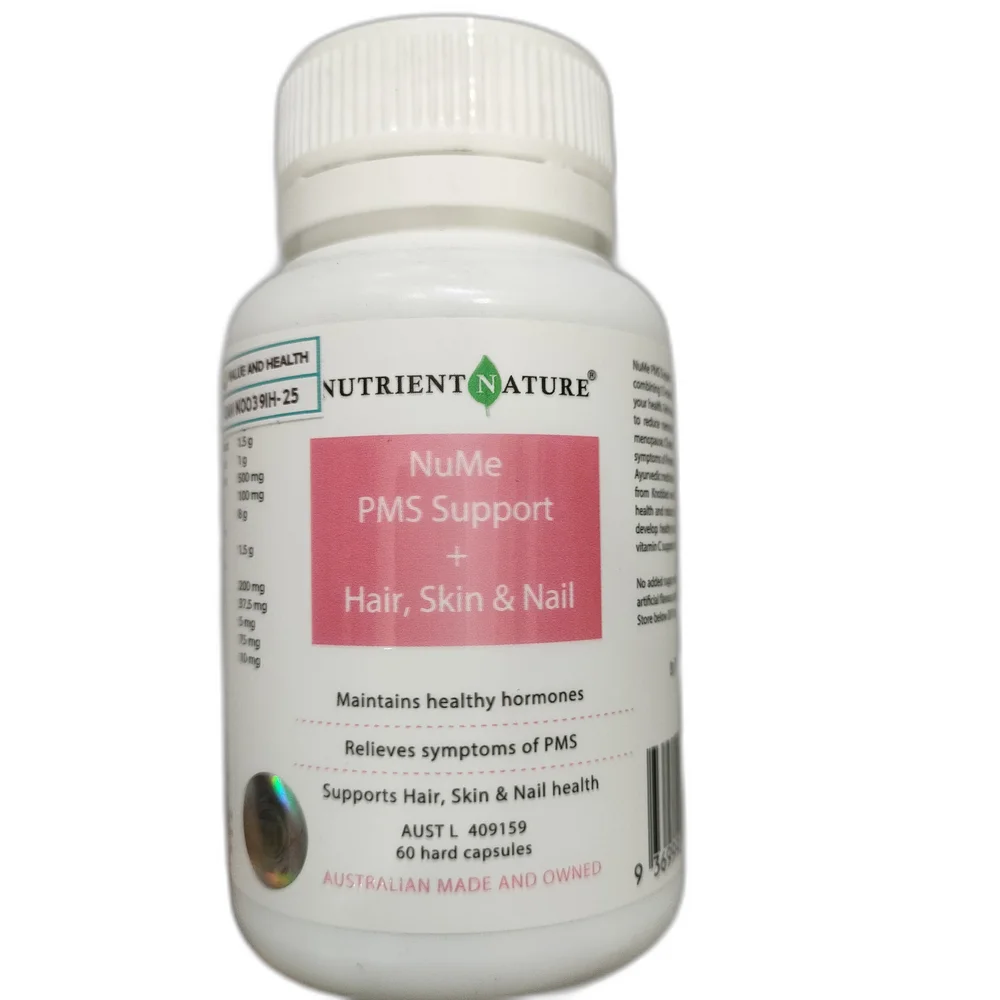 Nutrient Nature NuMe PMS Support + Hair, Skin & Nail — available at pharmacies in Cambodia on PharmKulen