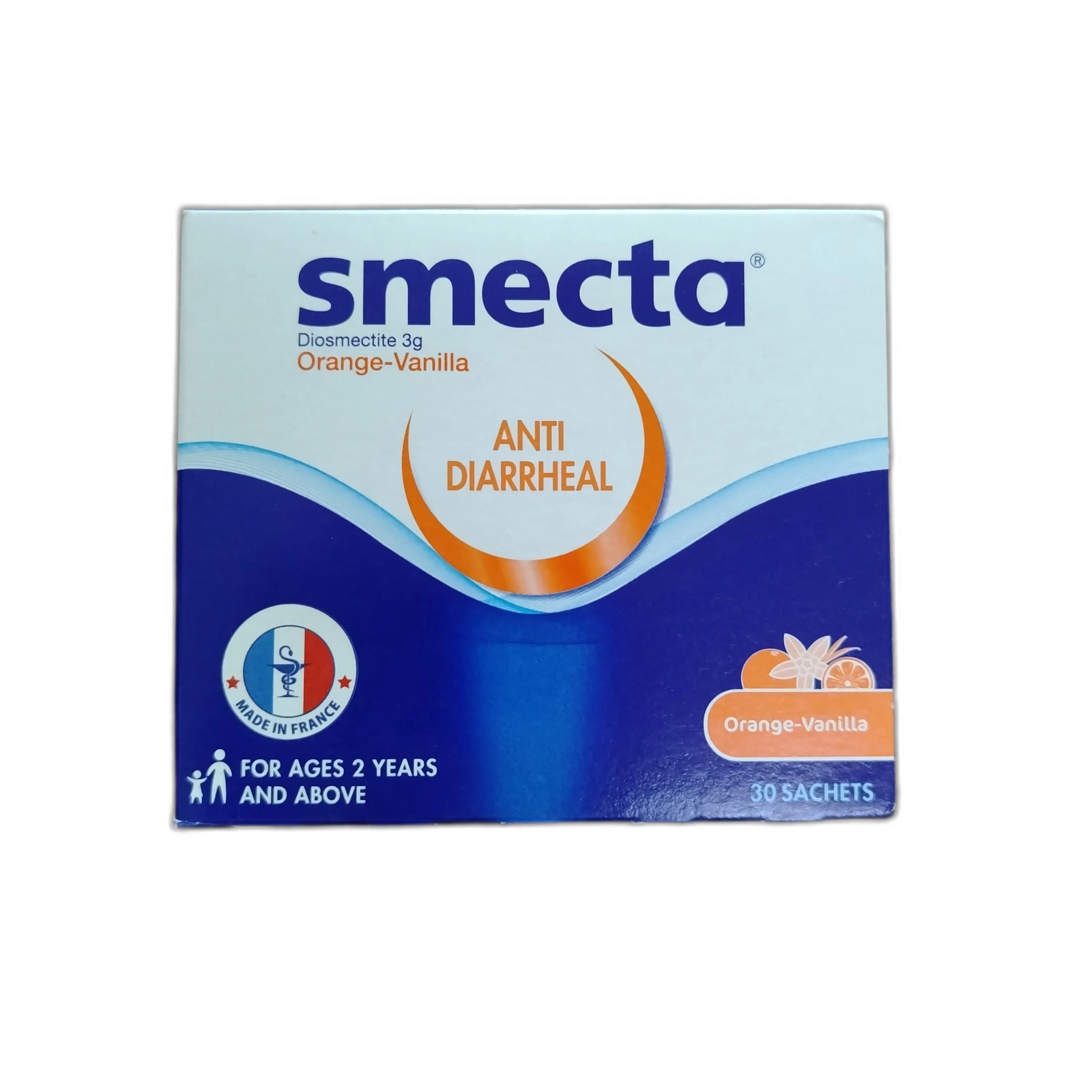 Smecta Orange-Vanilla — available at pharmacies in Cambodia on PharmKulen