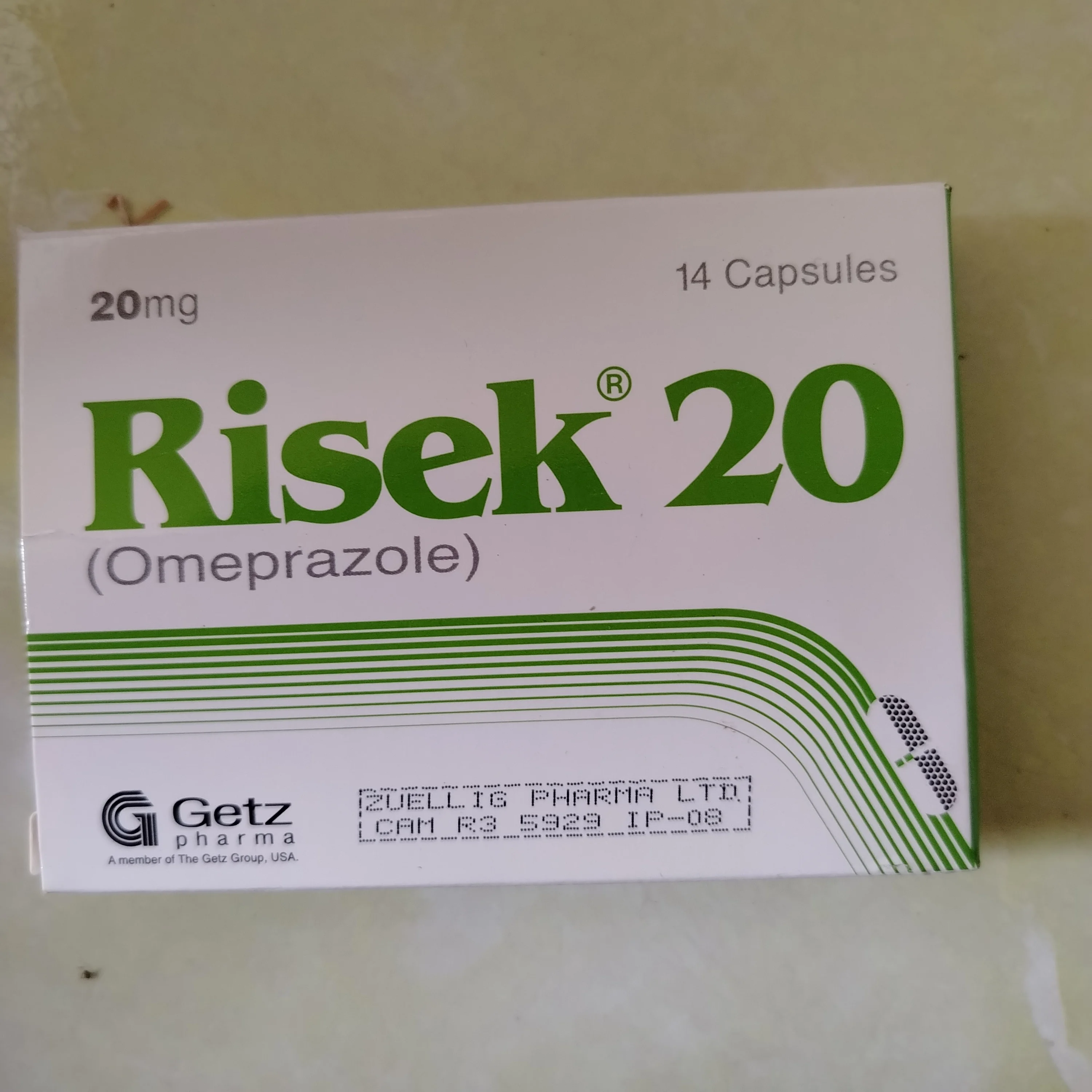 Risek 20 — available at pharmacies in Cambodia on PharmKulen
