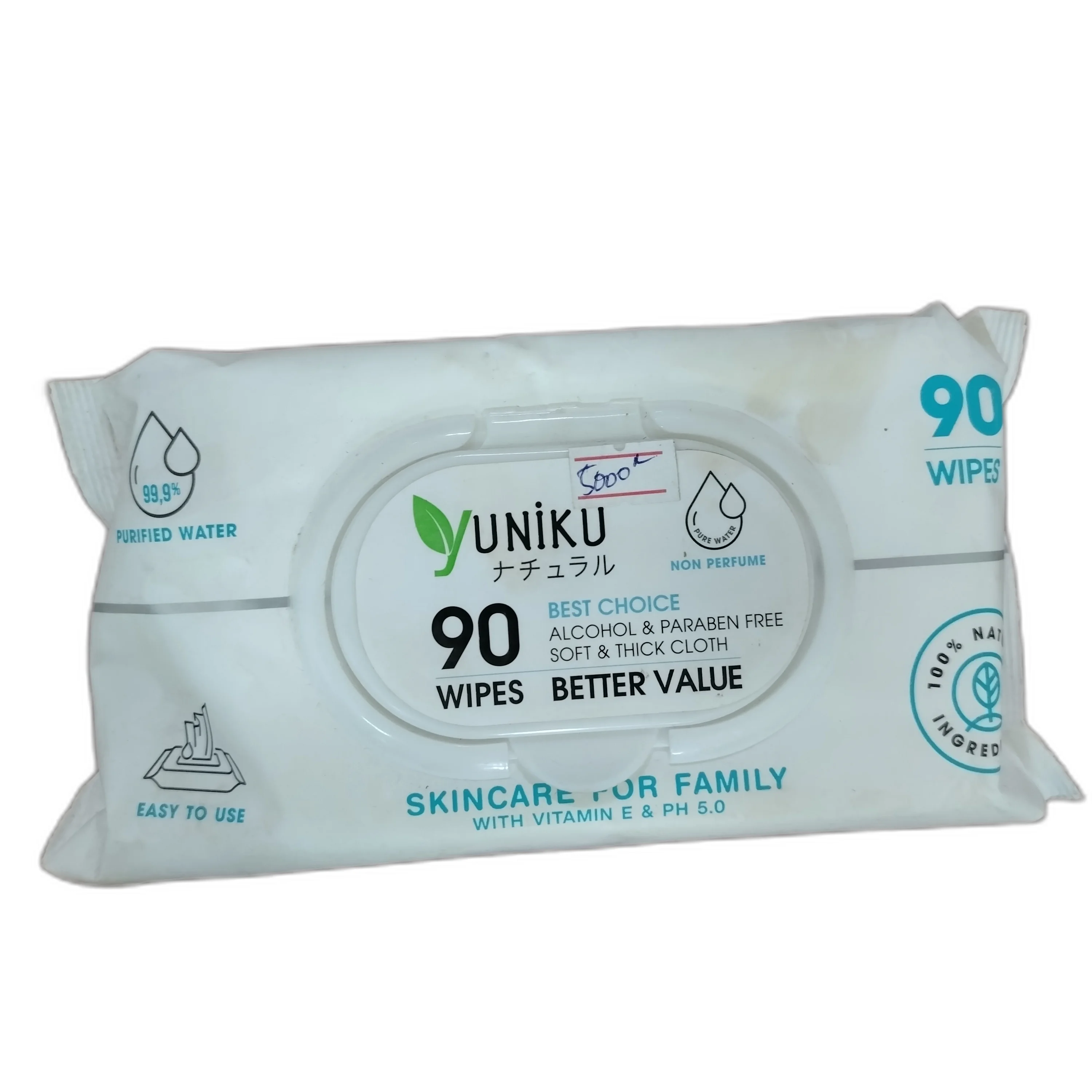 Yuniku Non Perfume Wipes — available at pharmacies in Cambodia on PharmKulen