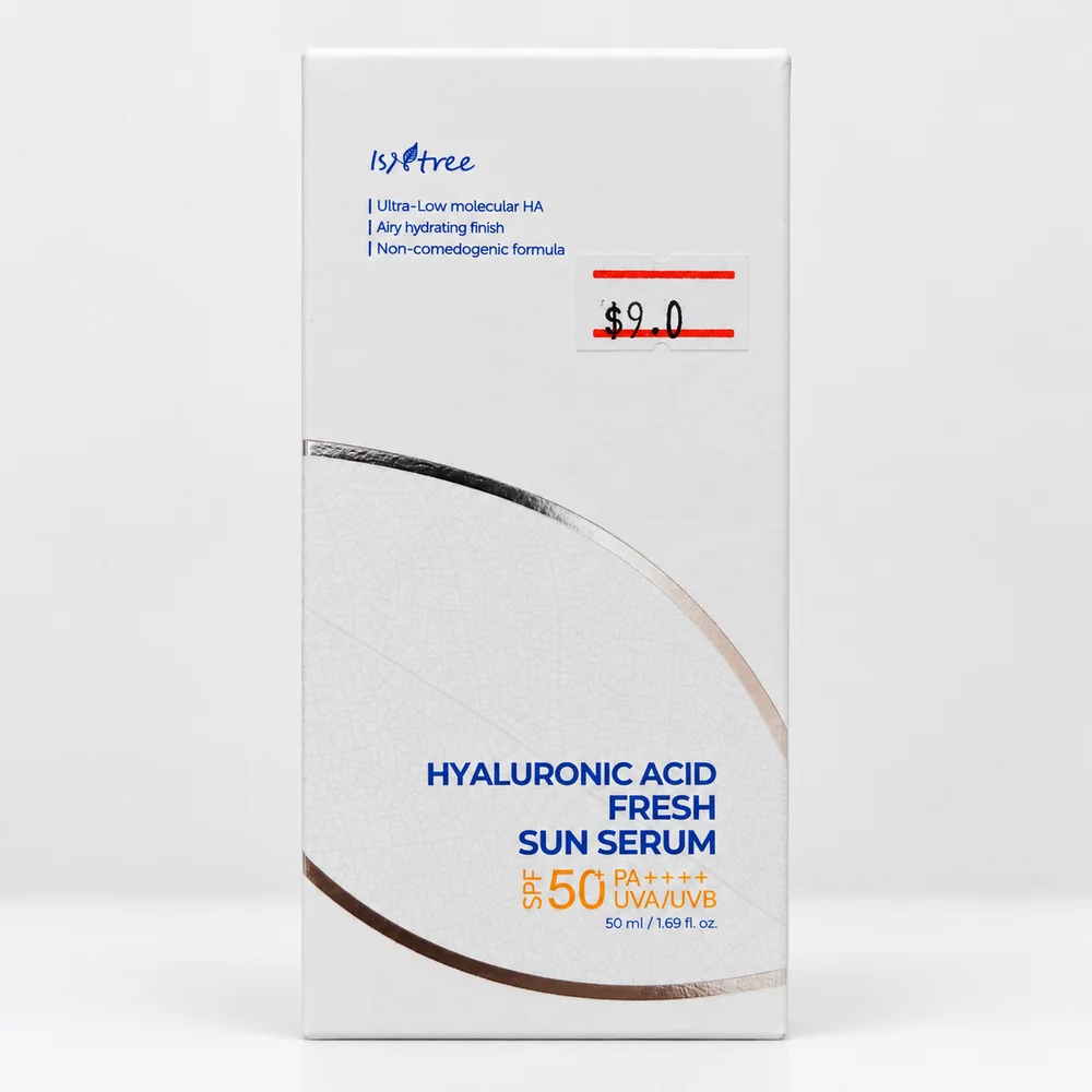 Isntree Ultra-Low Molecular Hyaluronic Acid Fresh Sun Serum — available at pharmacies in Cambodia on PharmKulen