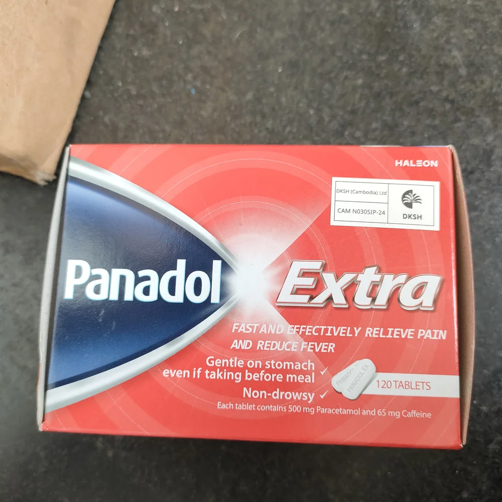 Panadol Extra — available at pharmacies in Cambodia on PharmKulen