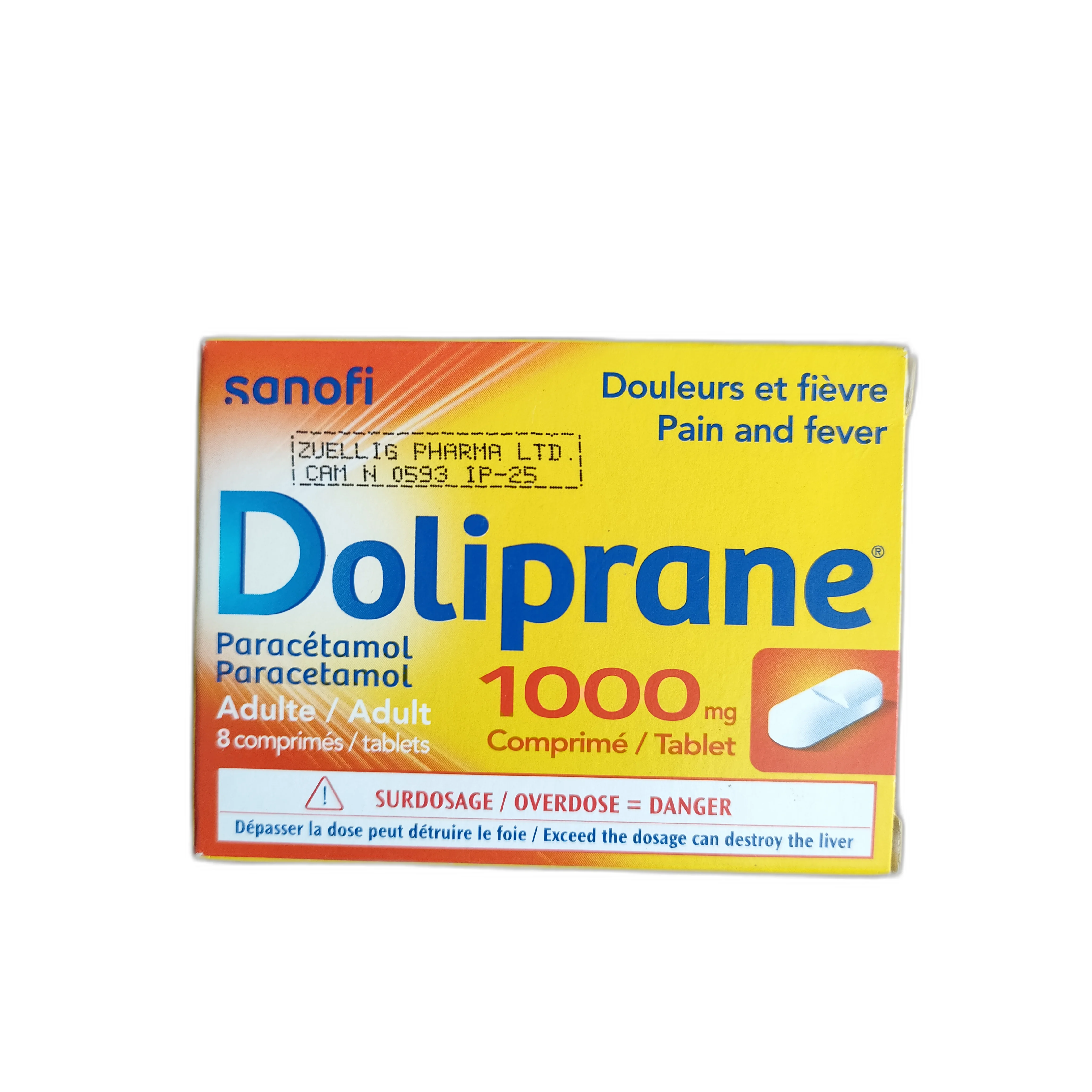Doliprane — available at pharmacies in Cambodia on PharmKulen