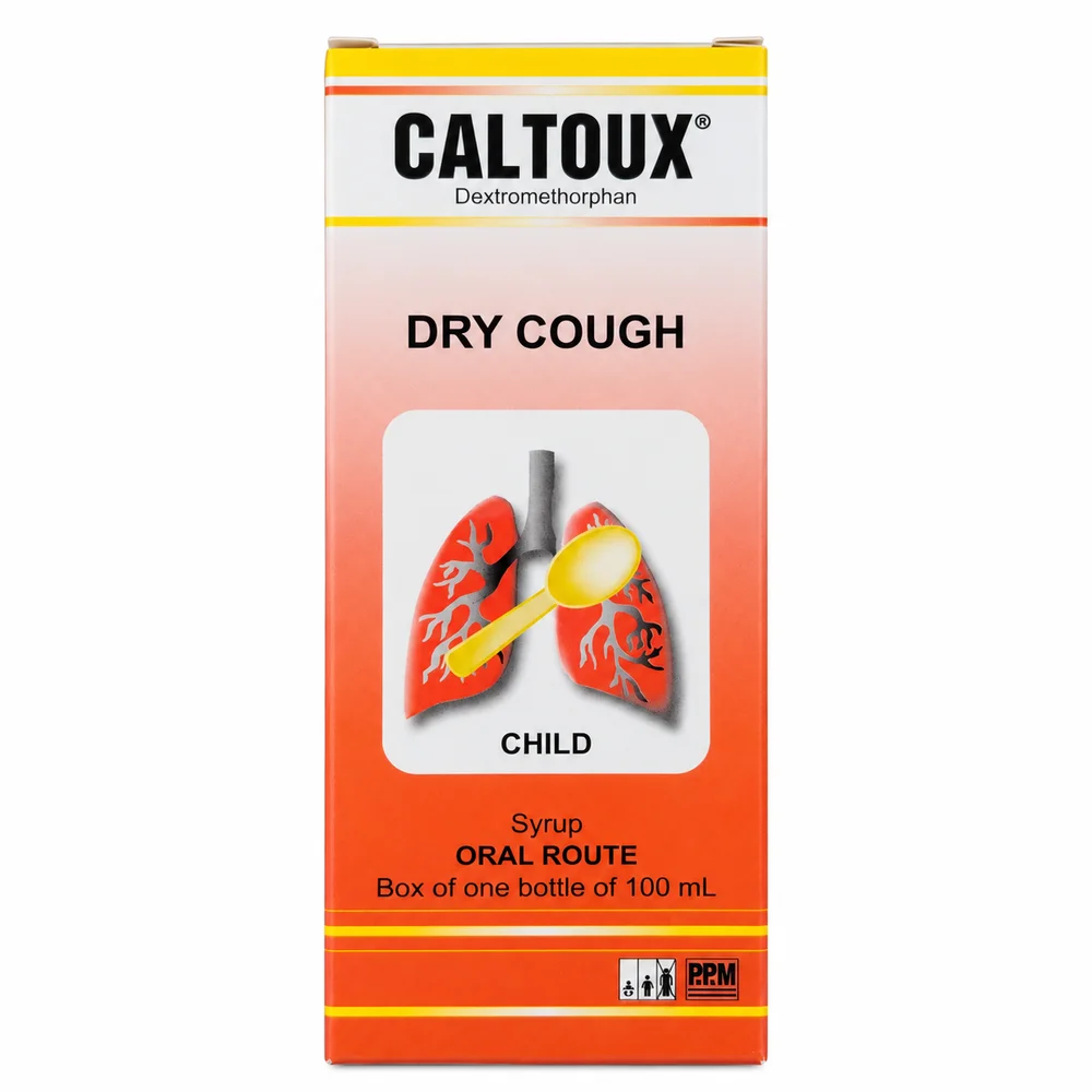 Caltoux Child Dry Cough Syrup — available at pharmacies in Cambodia on PharmKulen