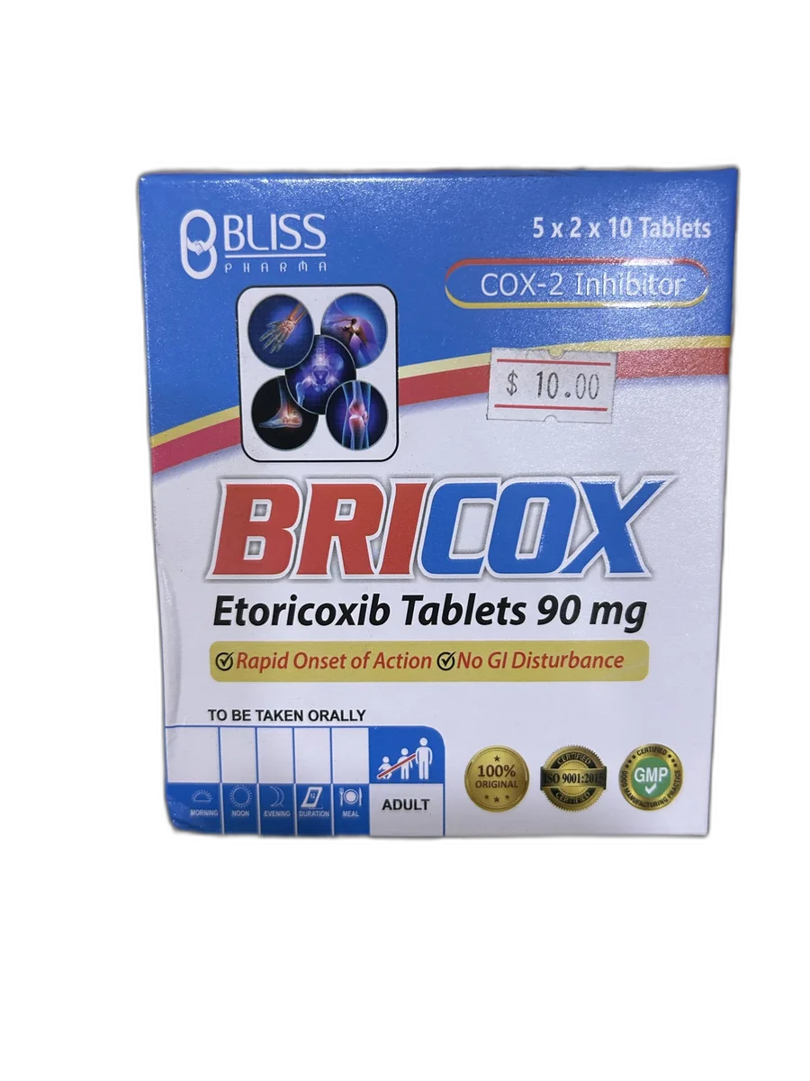 BRICOX Etoricoxib Tablets 90 mg — available at pharmacies in Cambodia on PharmKulen