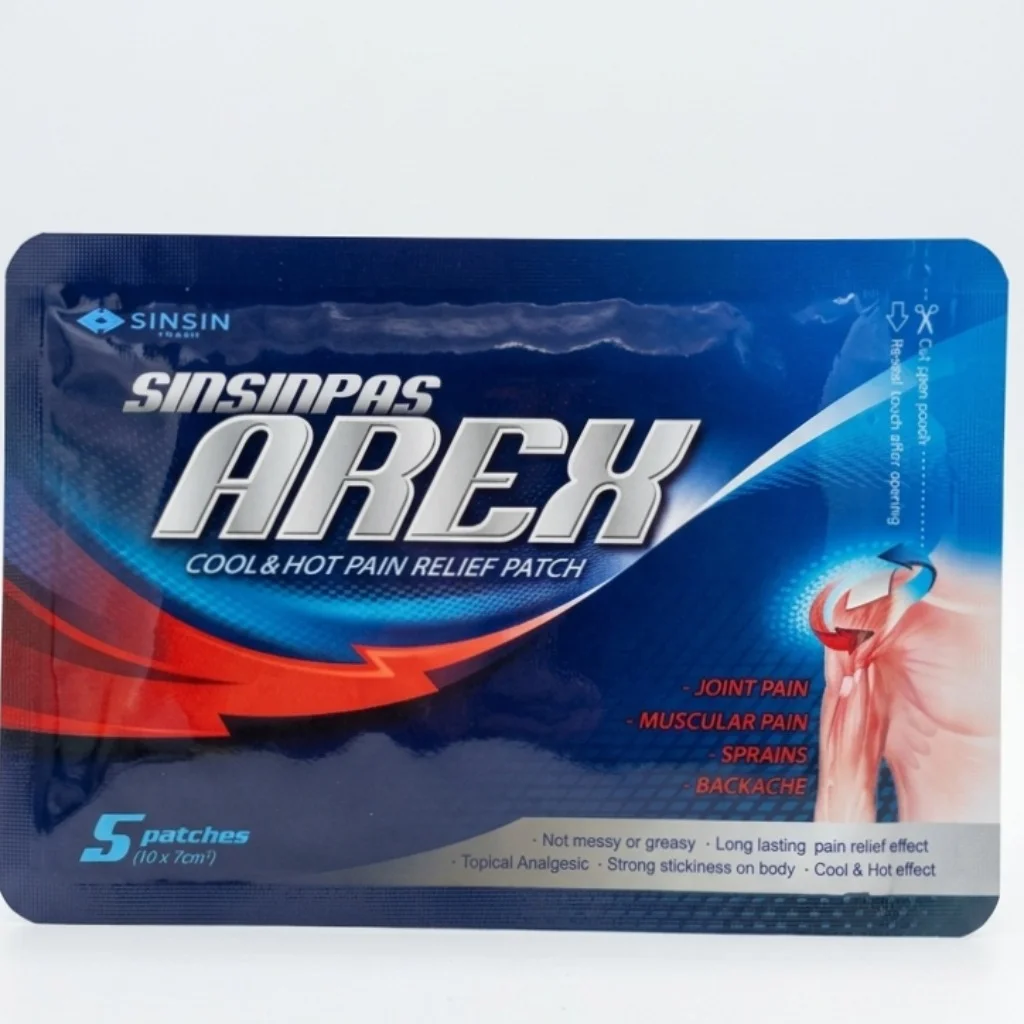 Arex cool & hot pain relief patch — available at pharmacies in Cambodia on PharmKulen