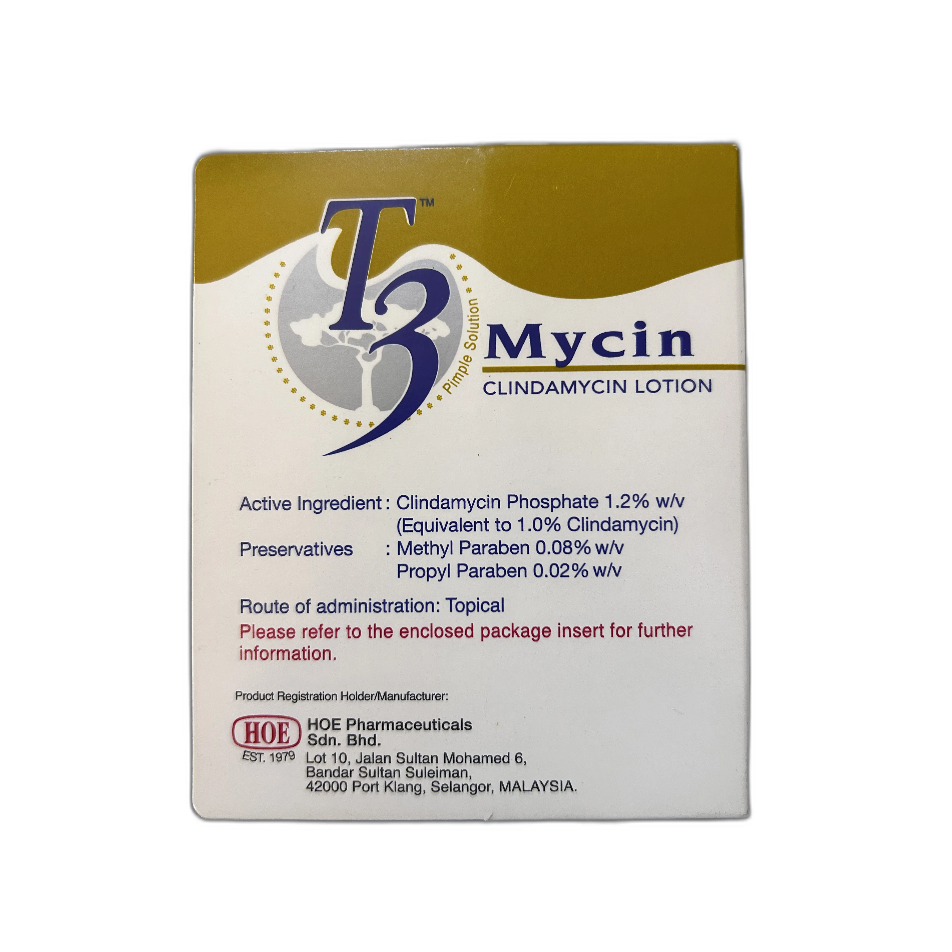 T3 Mycin Clindamycin Lotion — available at pharmacies in Cambodia on PharmKulen