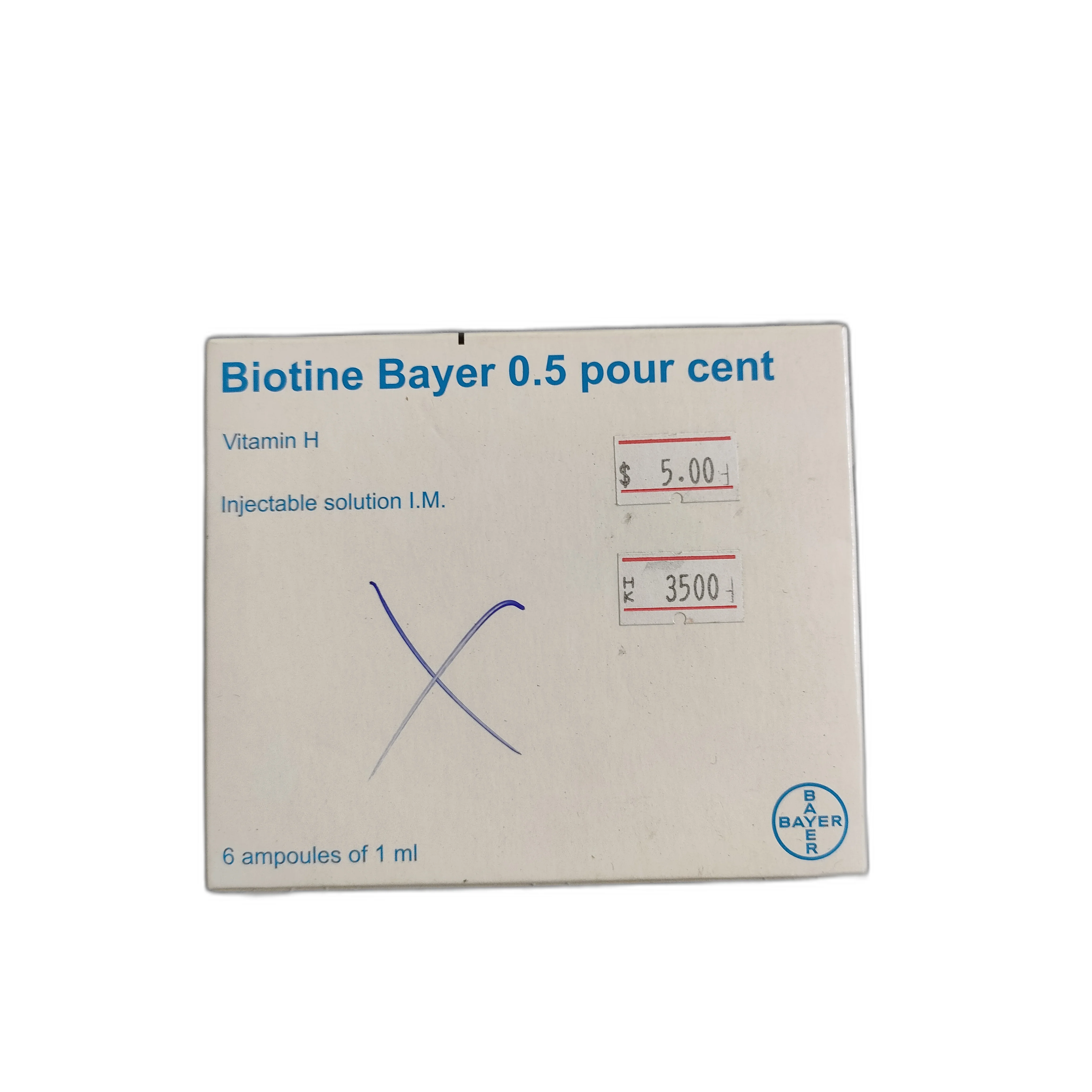 Biotine Bayer 0.5 pour cent — available at pharmacies in Cambodia on PharmKulen