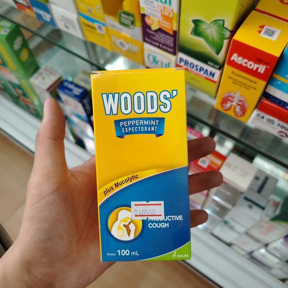 Woods' Peppermint Expectorant — available at pharmacies in Cambodia on PharmKulen