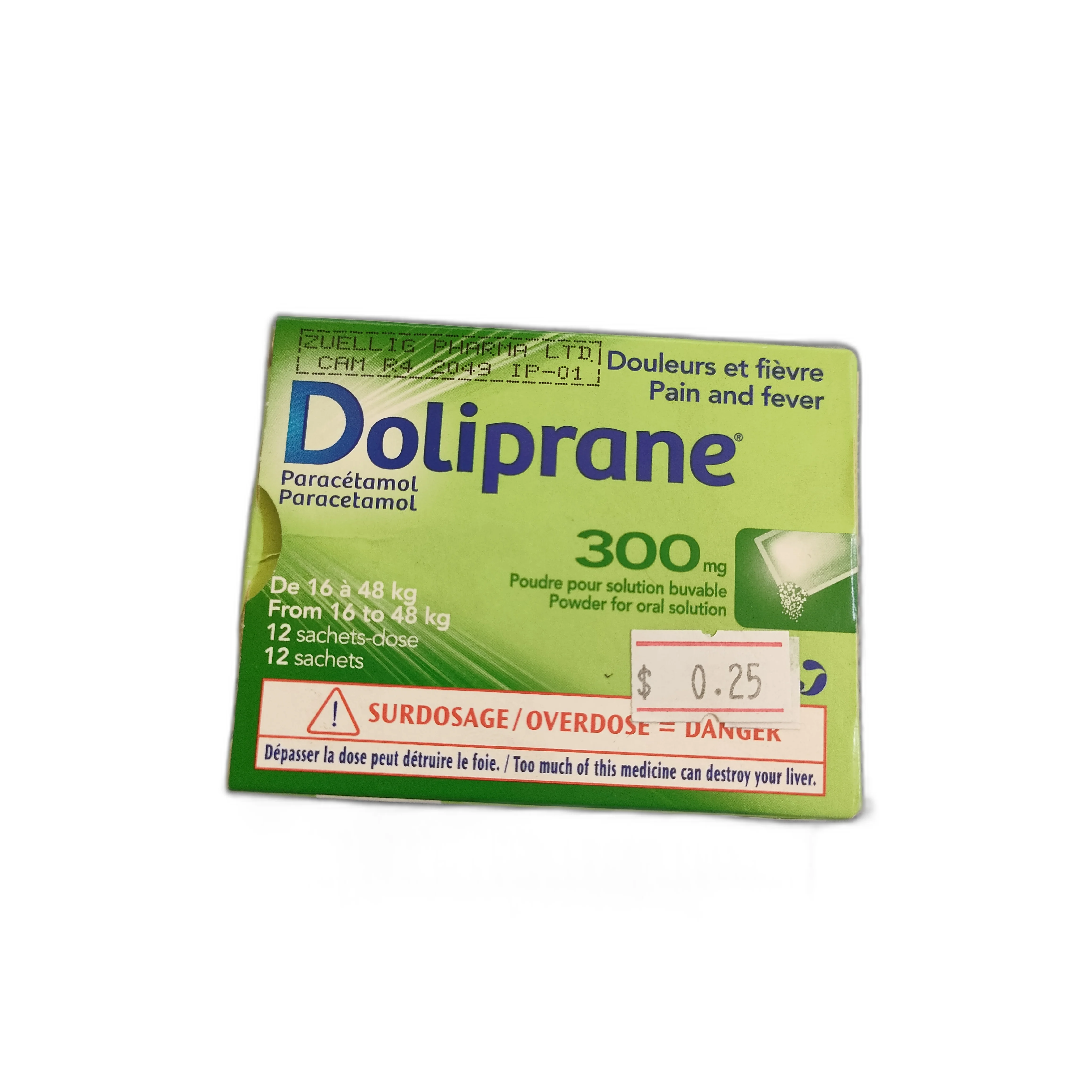 Doliprane 300 — available at pharmacies in Cambodia on PharmKulen