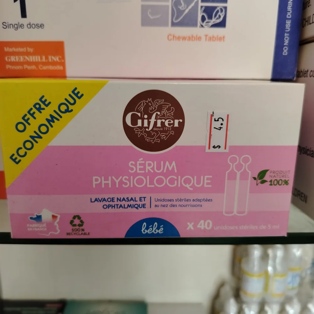 Sérum Physiologique Gifrer — available at pharmacies in Cambodia on PharmKulen