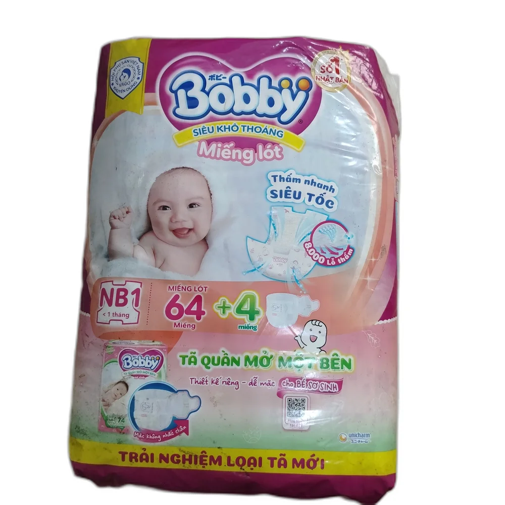 Bobby NB1 Diaper Liner (64+4 pcs) — available at pharmacies in Cambodia on PharmKulen