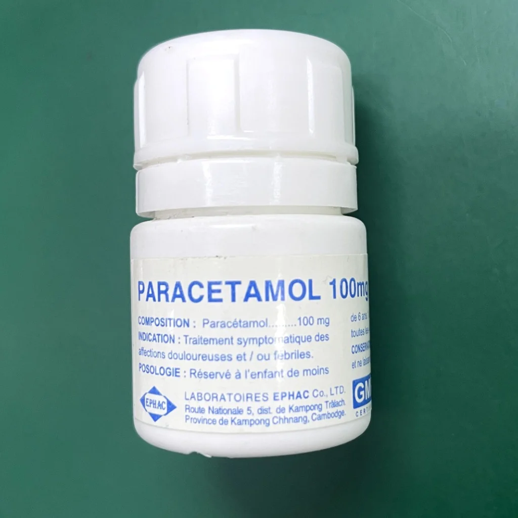 Paracetamol 100mg — available at pharmacies in Cambodia on PharmKulen