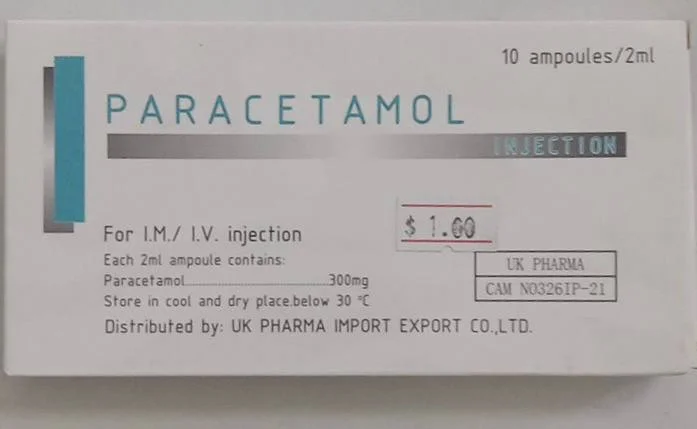 Paracetamol — available at pharmacies in Cambodia on PharmKulen